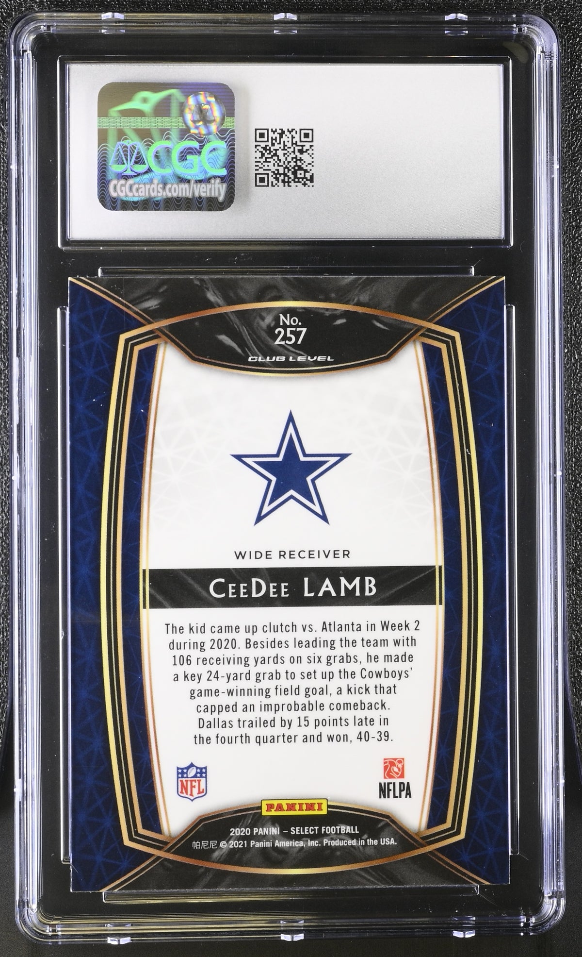 2020 Panini Select CeeDee Lamb Rookie #257 CGC 9 Dallas Cowboys