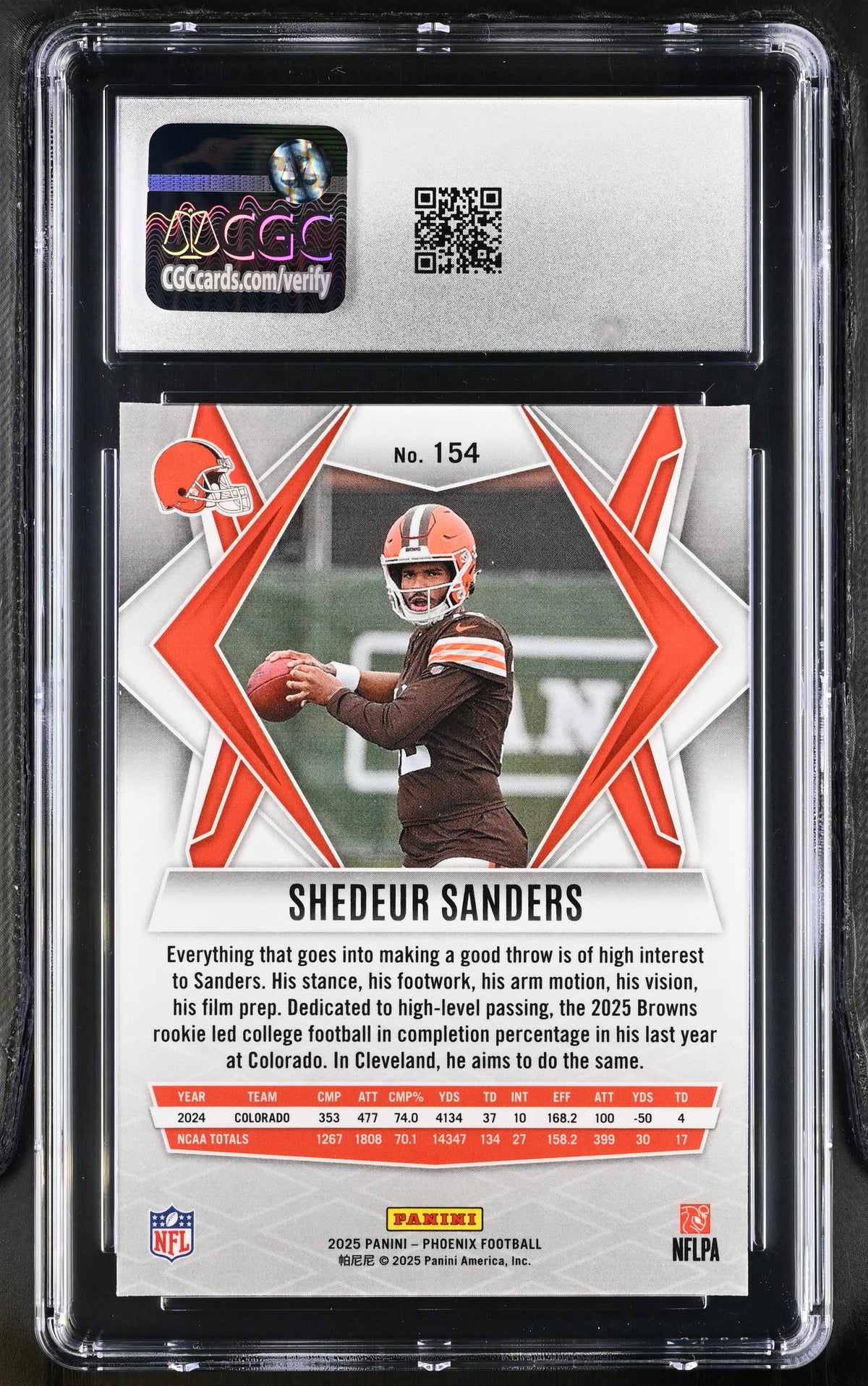 2025 Panini Phoenix Shedeur Sanders Silver Rookie #154 CGC 9.5 Cleveland Browns