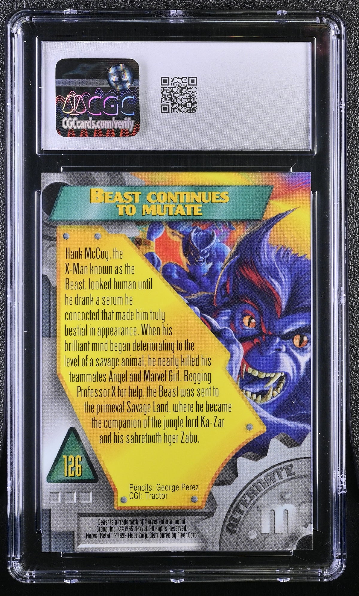 1995 Fleer Marvel Metal Inaugural Edition Beast #126 CGC 9.5
