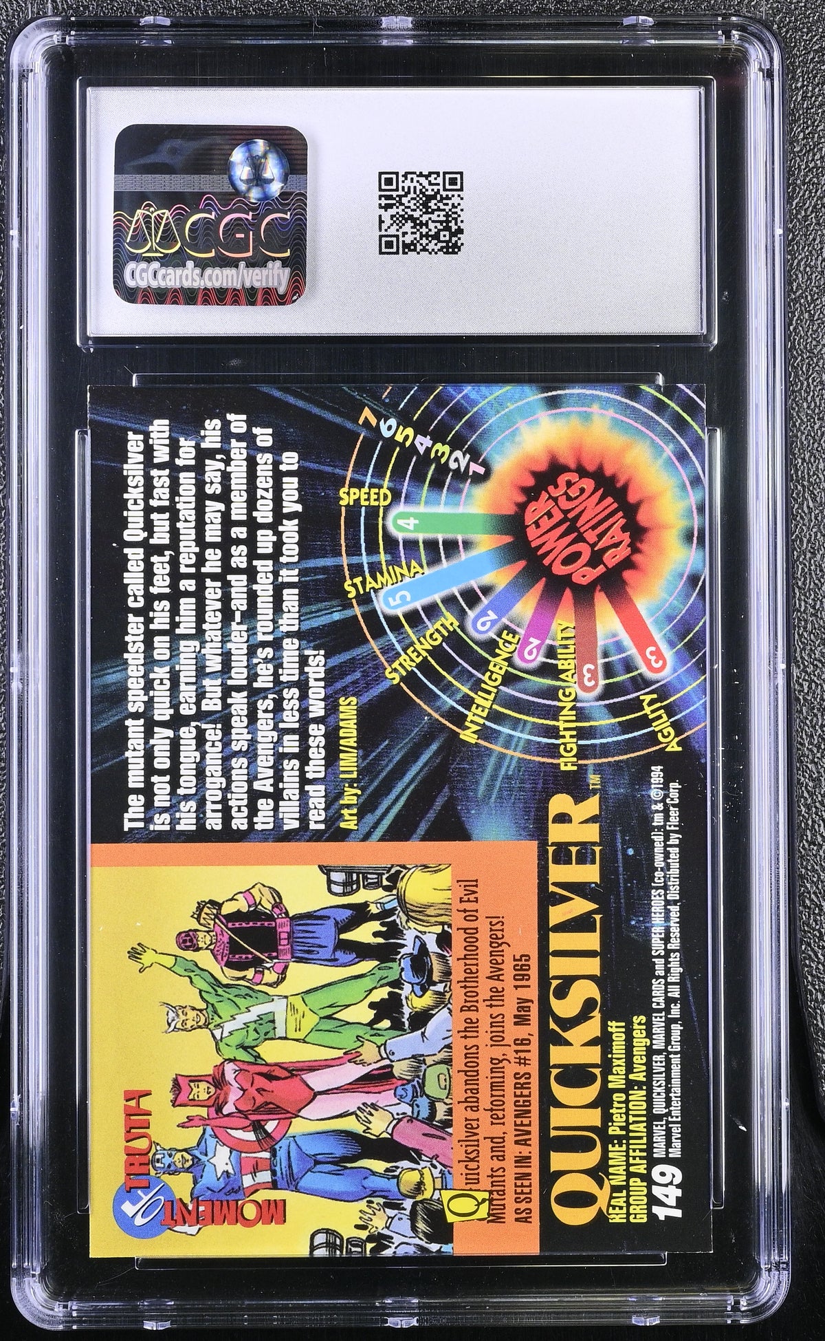 1994 Fleer Marvel Universe Series V Quicksilver #149 CGC 10