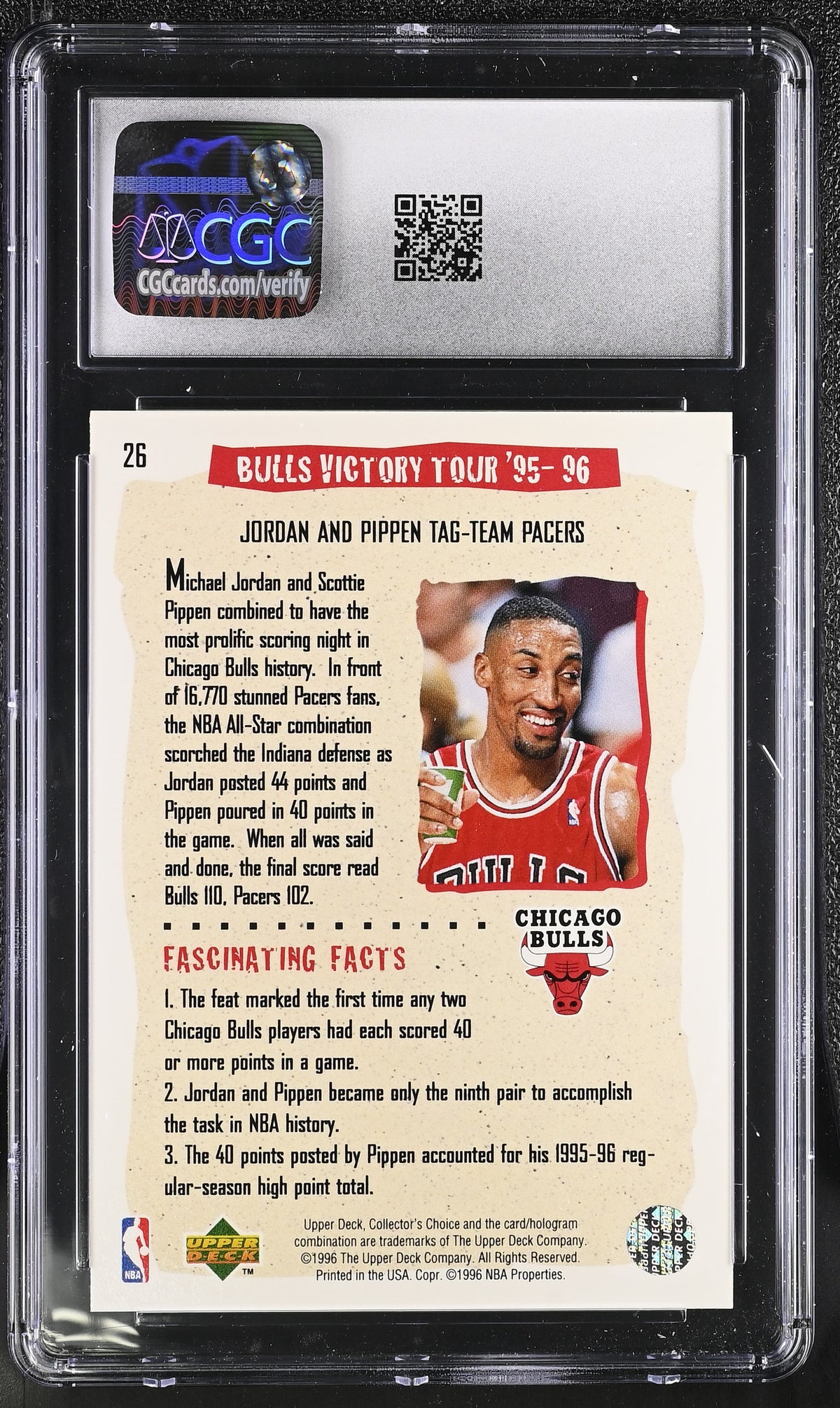 1996-97 Collector's Choice Bulls Victory Tour '95-96 Michael Jordan #26 CGC 10