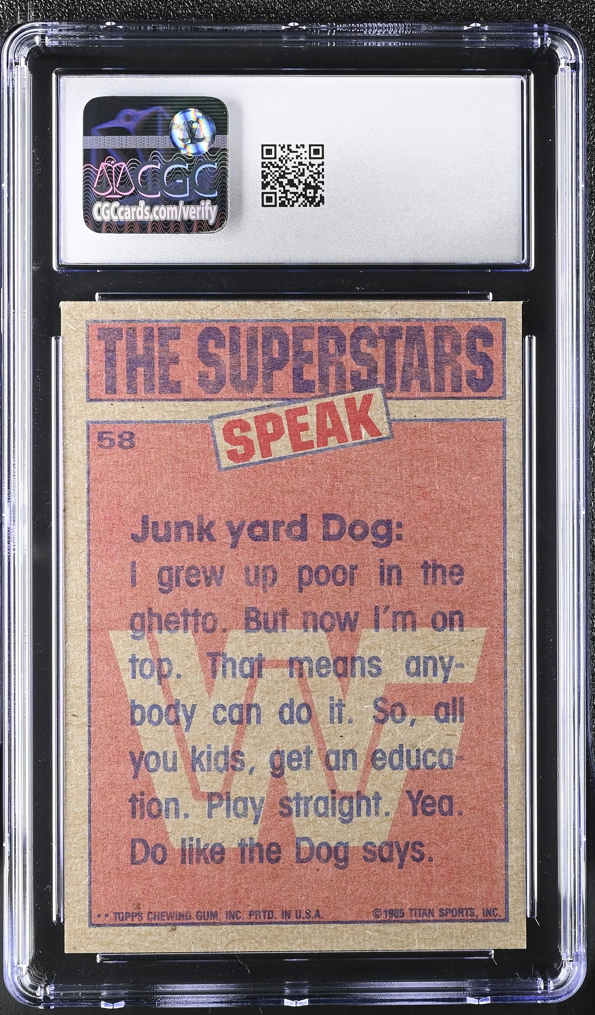 1985 Topps WWF Junkyard Dog #58 CGC 9