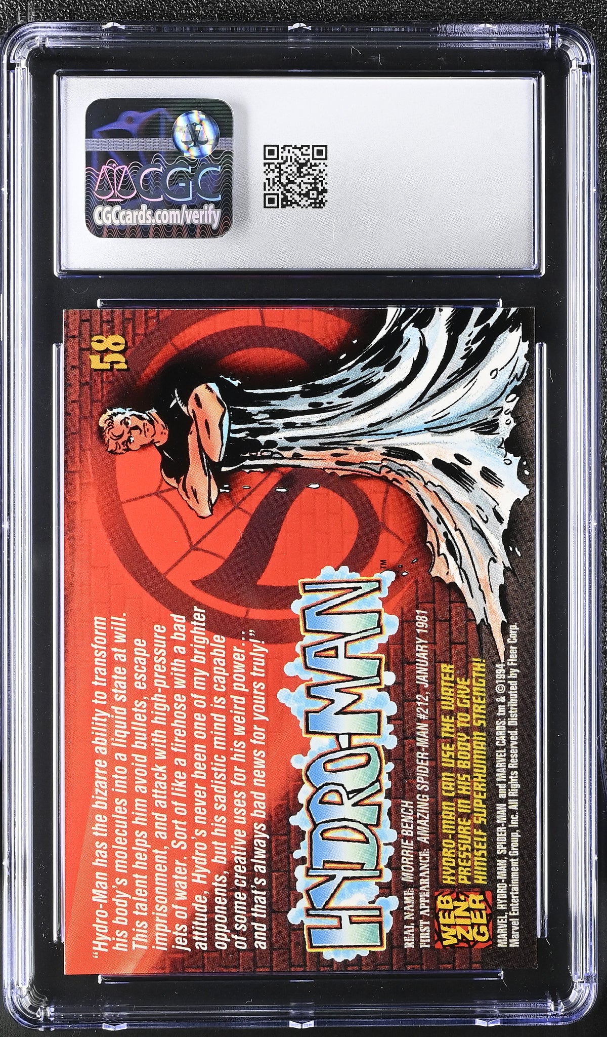 1994 Fleer Amazing Spider-Man Hydro-Man #58 CGC 10