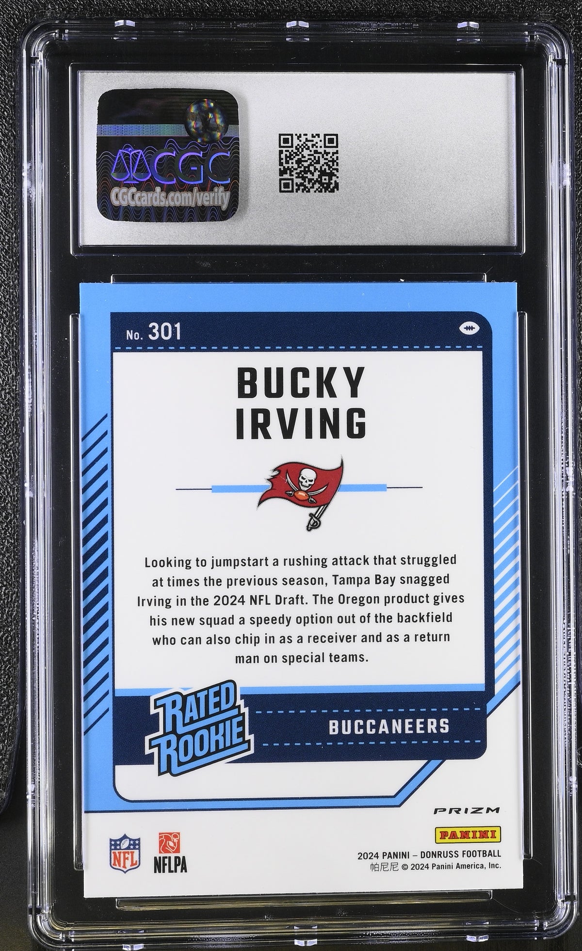 2024 Donruss Bucky Irving Holo Rookie Optic Preview #301 CGC 9.5 Buccaneers