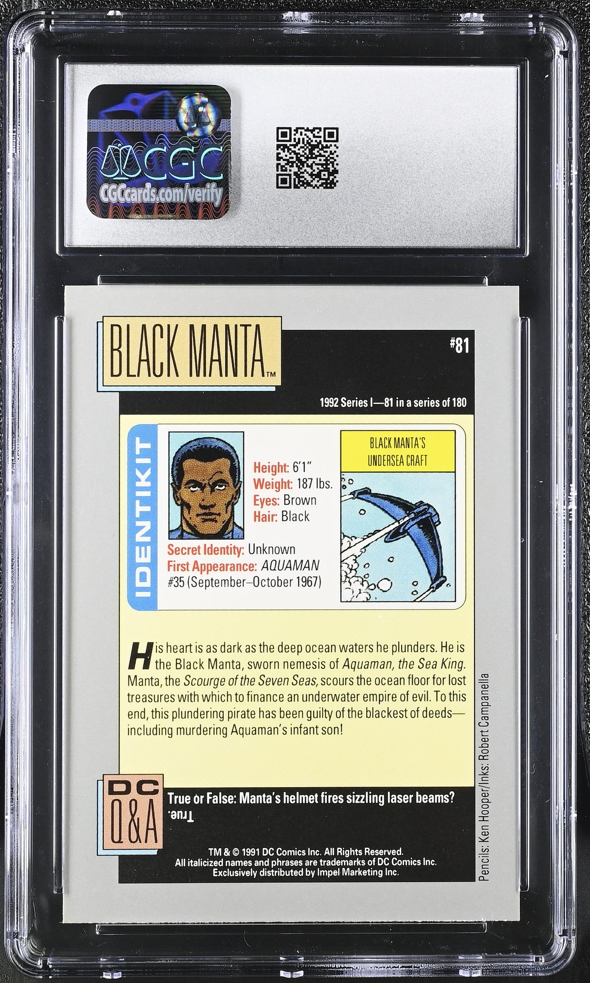 1992 Impel DC Cosmic Cards Black Manta's Undersea Craft #81 CGC 10