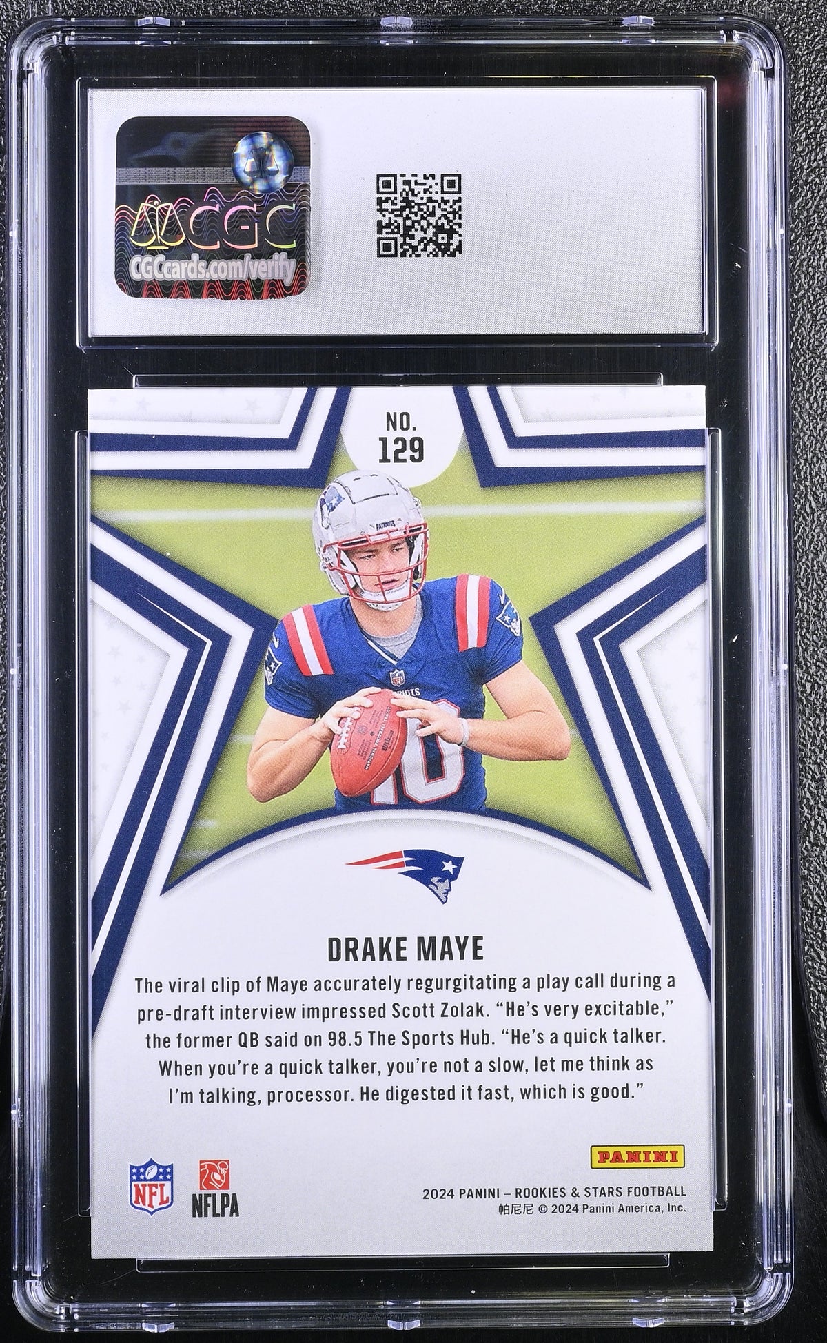 2024 Panini Rookies & Stars Drake Maye Rookie #129 CGC 10 New England Patriots