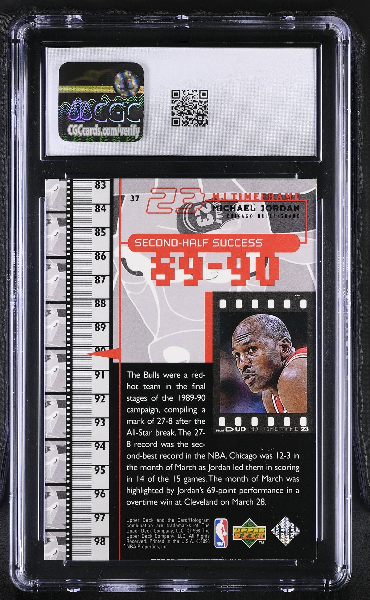 1998 Upper Deck MJ Living Legend Michael Jordan #37 CGC 9.5 Chicago Bulls