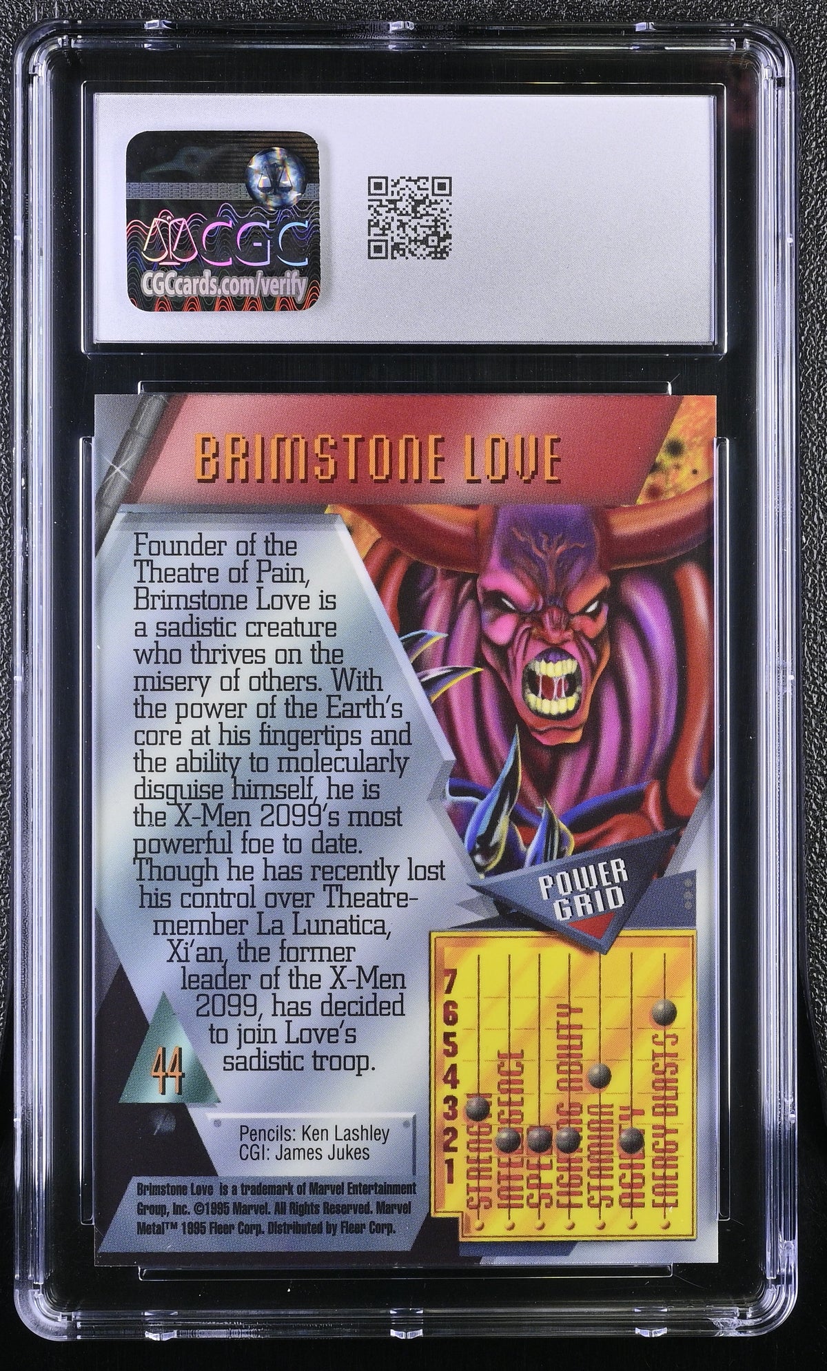 1995 Fleer Marvel Metal Inaugural Edition Brimstone Love #44 CGC 9.5