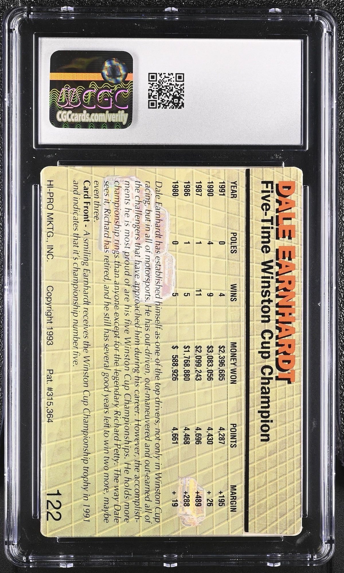 1993 Action Packed Dale Earnhardt #122 CGC 9.5