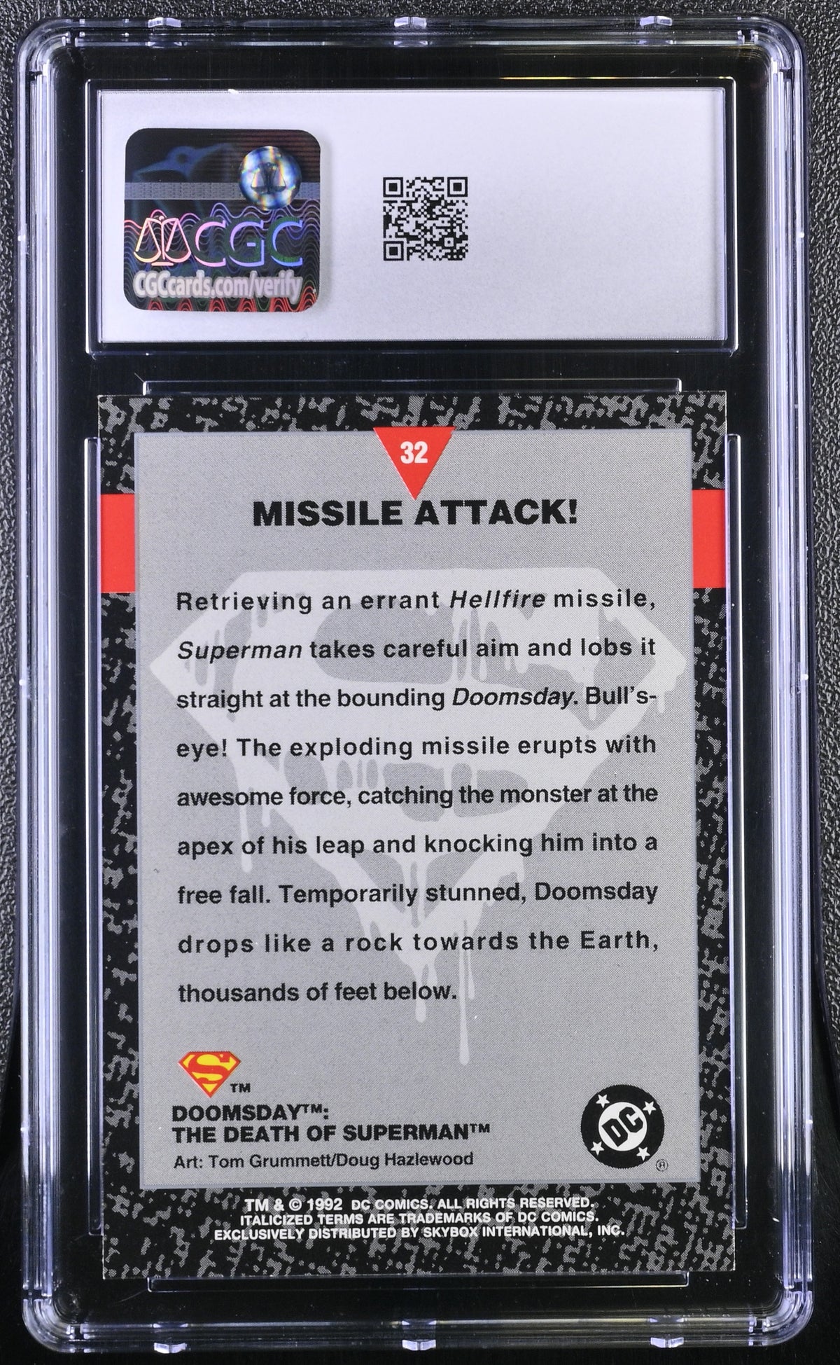 1992 Skybox Doomsday: The Death Of Superman Missile Attack! #32 CGC 9.5