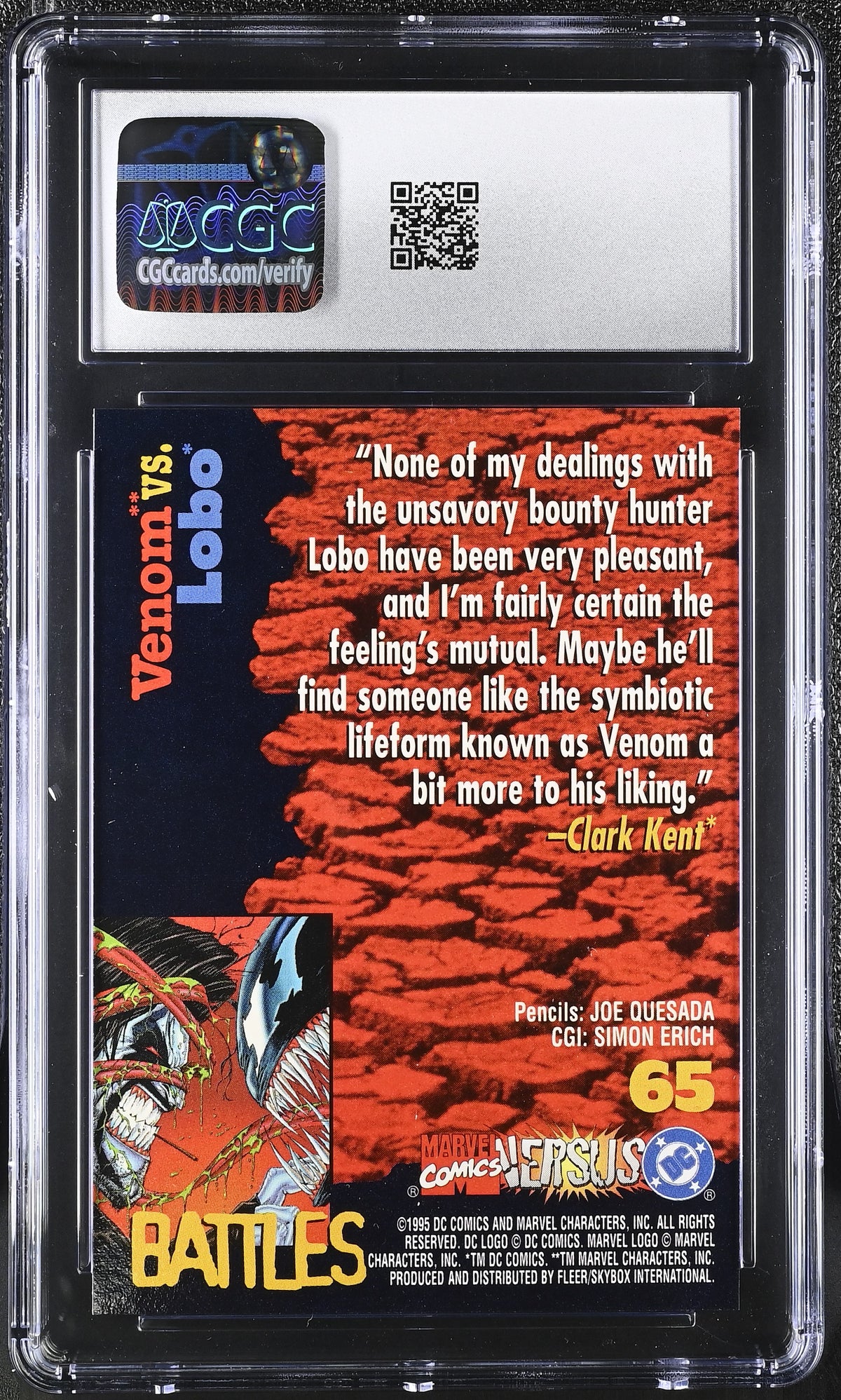 1995 Fleer/Skybox DC VS Marvel Comics Venom Vs. Lobo #65 CGC 9.5