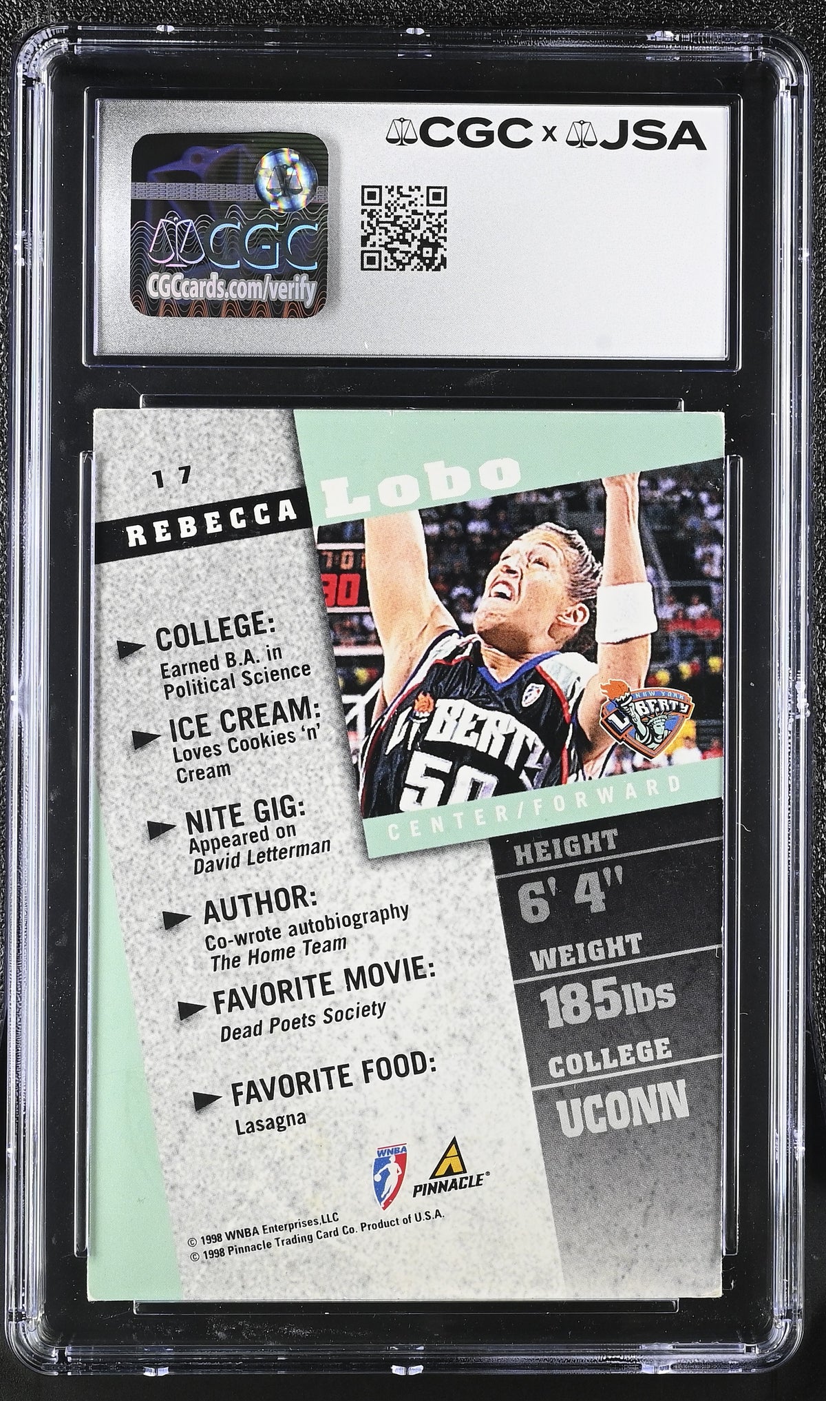 1998-99 Pinnacle WNBA Rebecca Lobo Court Collection Auto CGC Authentic Liberty