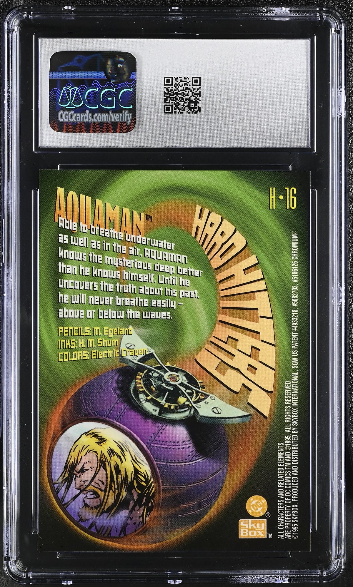 1995 Skybox DC Legends Power Chrome Aquaman Hard Hitters #H-16 CGC 9.5