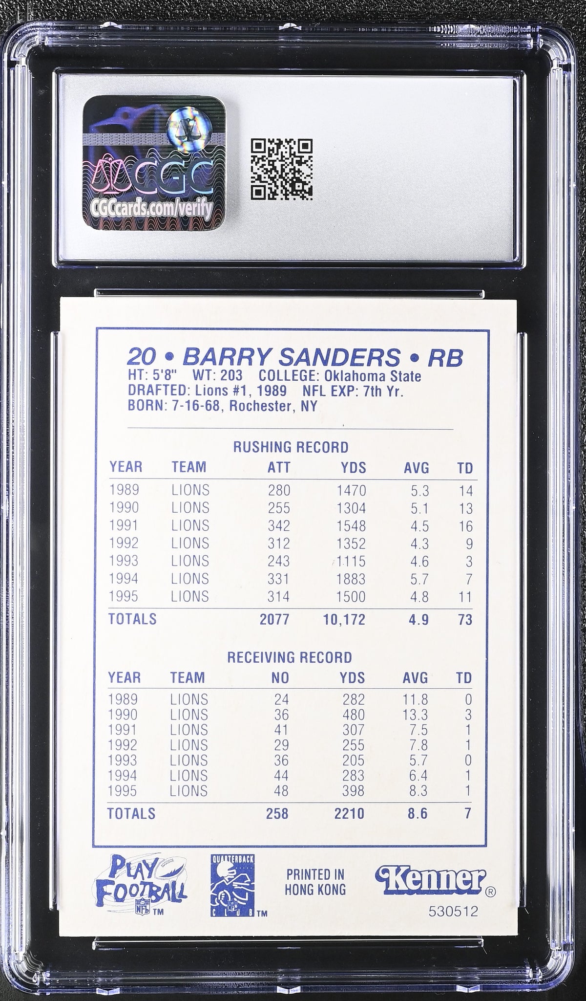 1996 Kenner Starting Lineup Barry Sanders CGC 9 Detroit Lions