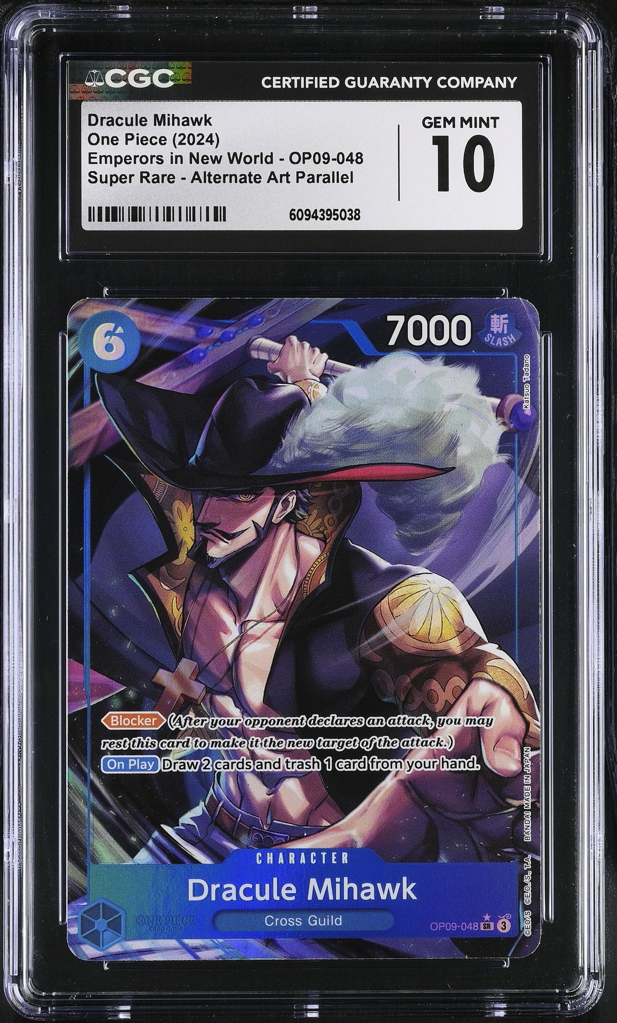 One Piece Emperors In The New World Dracule Mihawk Alternate Art CGC 10 OP09-048