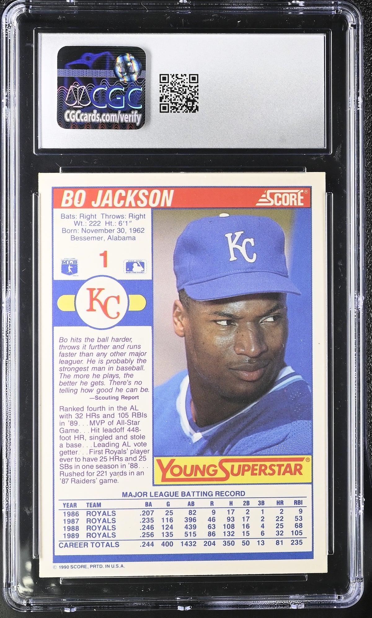 1990 Score Bo Jackson Young Superstars I #1 CGC 9