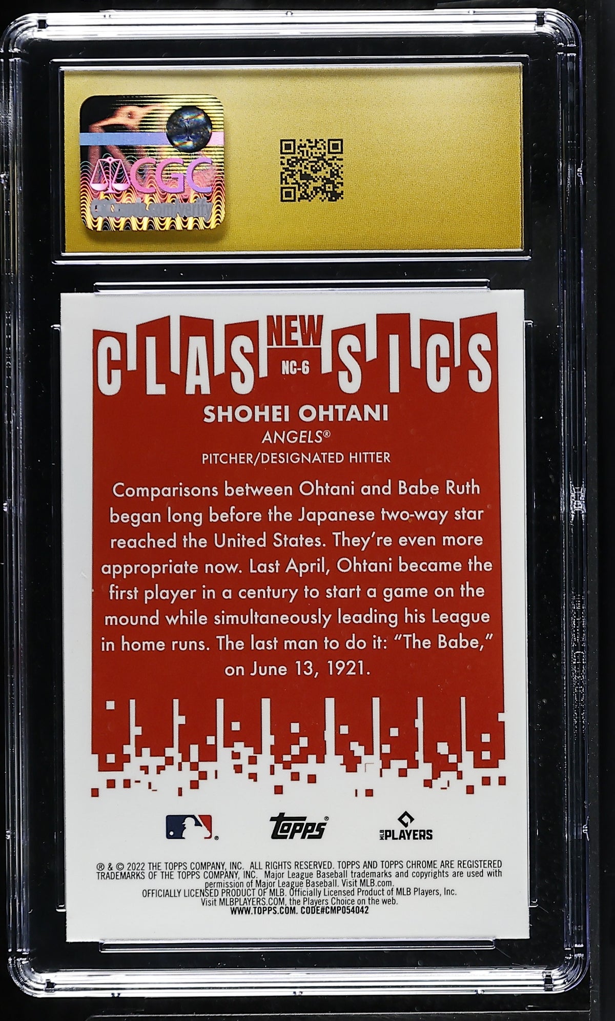 2022 Topps Chrome Shohei Ohtani New Classics #NC-6 CGC 10 Pristine Angels