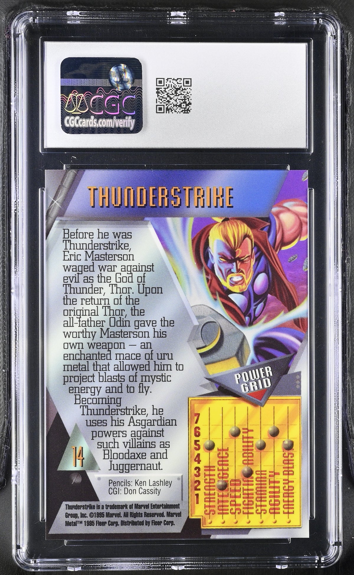 1995 Fleer Marvel Metal Inaugural Edition Thunderstrike #14 CGC 10