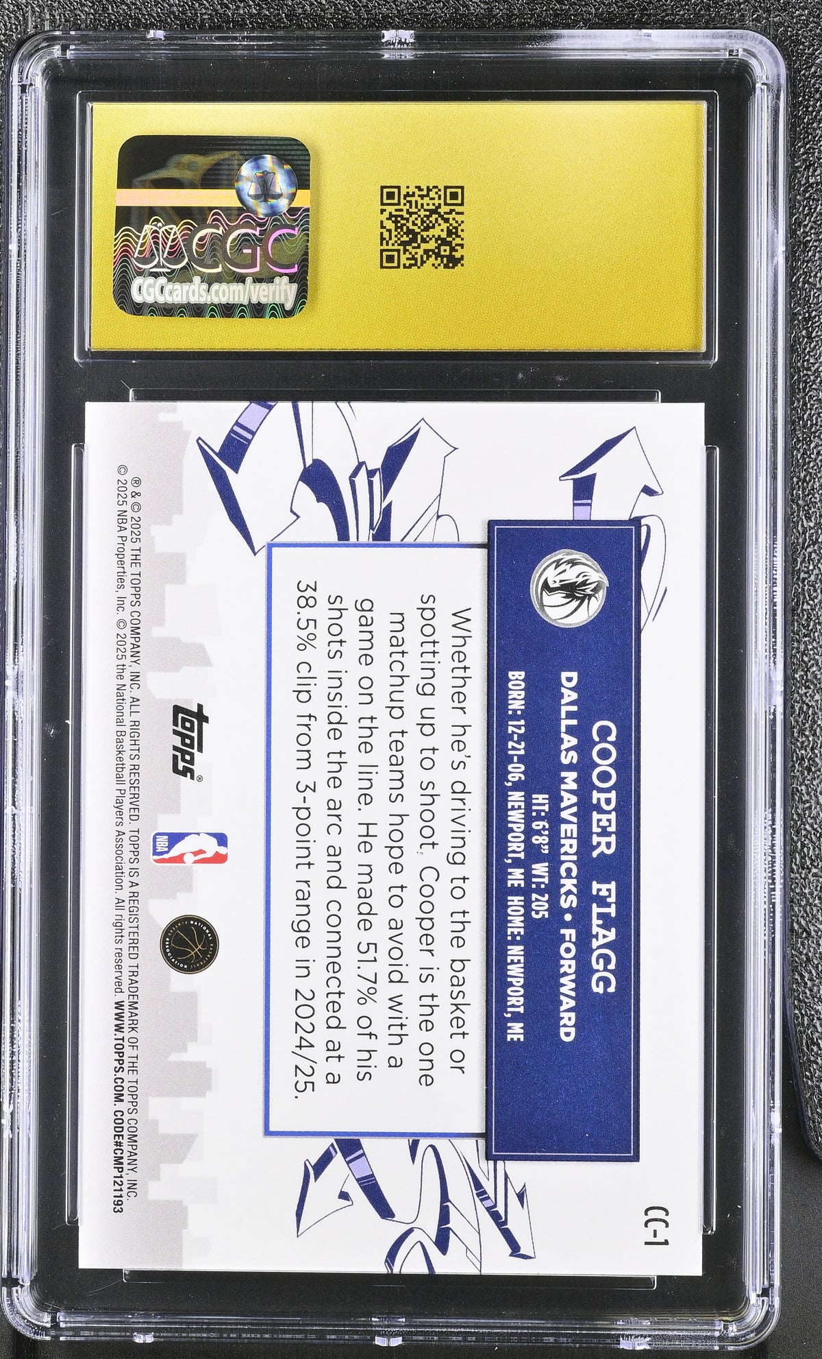 2025-26 Topps Cooper Flagg Rookie Clutch City Prospects #CC-1 CGC 10 Pristine