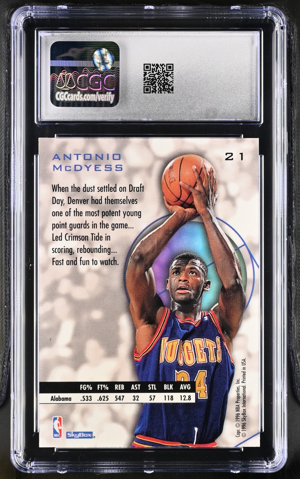 1995-96 Skybox E-XL Antonio McDyess Rookie #21 CGC 9.5 Denver Nuggets