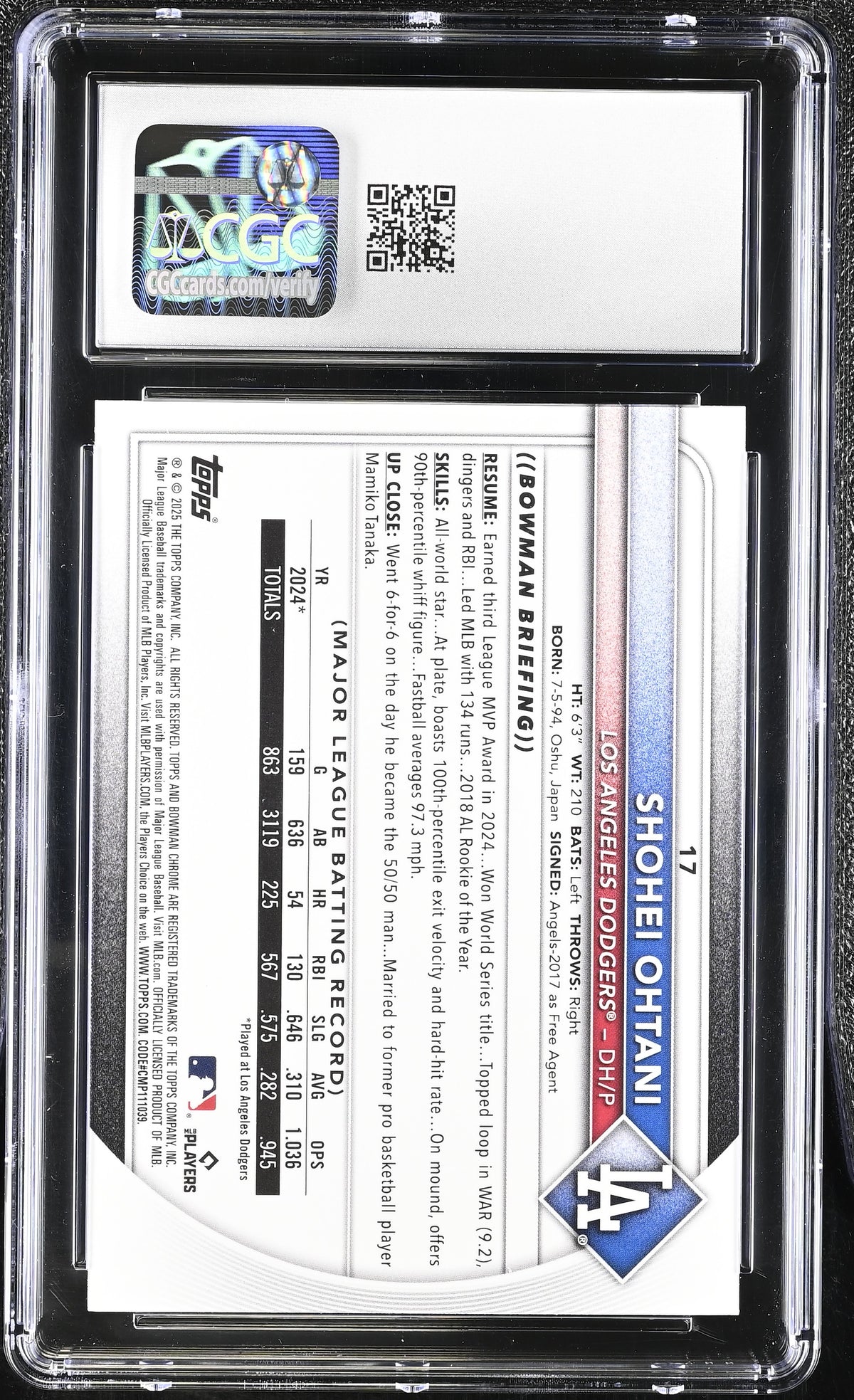 2025 Bowman Mega Box Shohei Ohtani #17 CGC 10 Los Angeles Dodgers