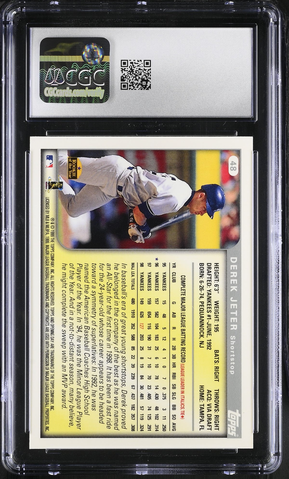 1999 Topps Opening Day Derek Jeter #48 CGC 10 New York Yankees