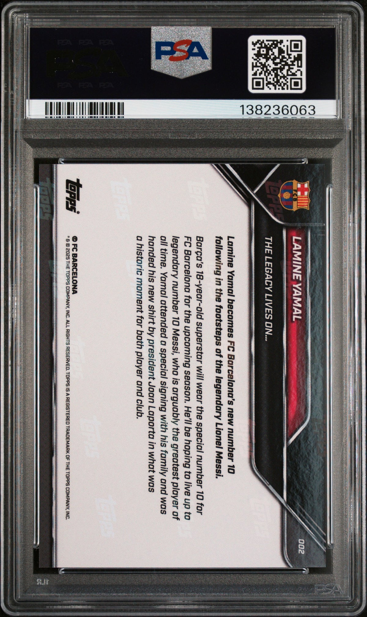 2025-2026 Topps Now FC Barcelona Lamine Yamal #2 PSA 10 FC Barcelona