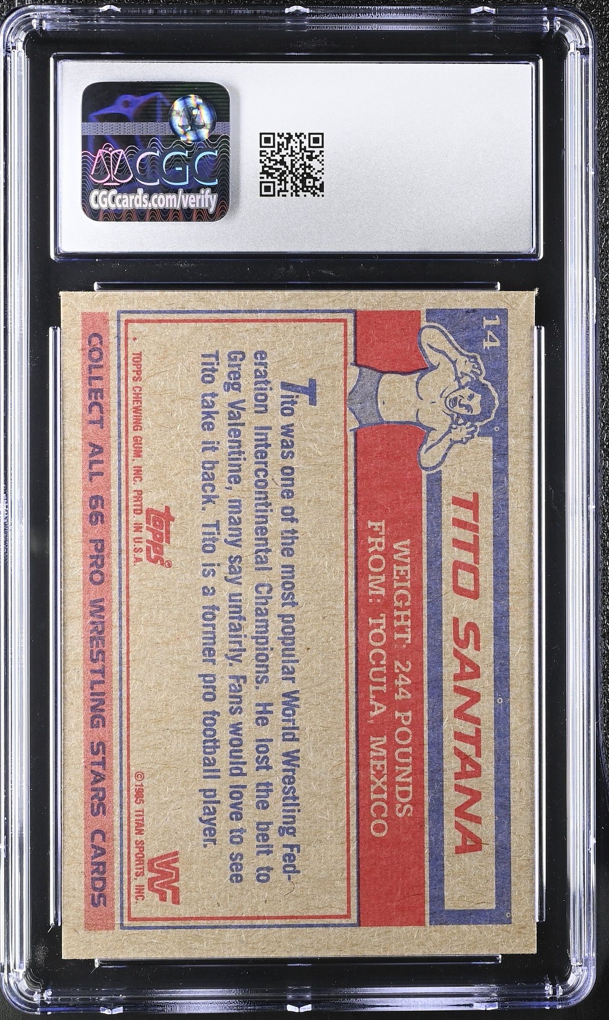 1985 Topps WWF Tito Santana #14 CGC 9