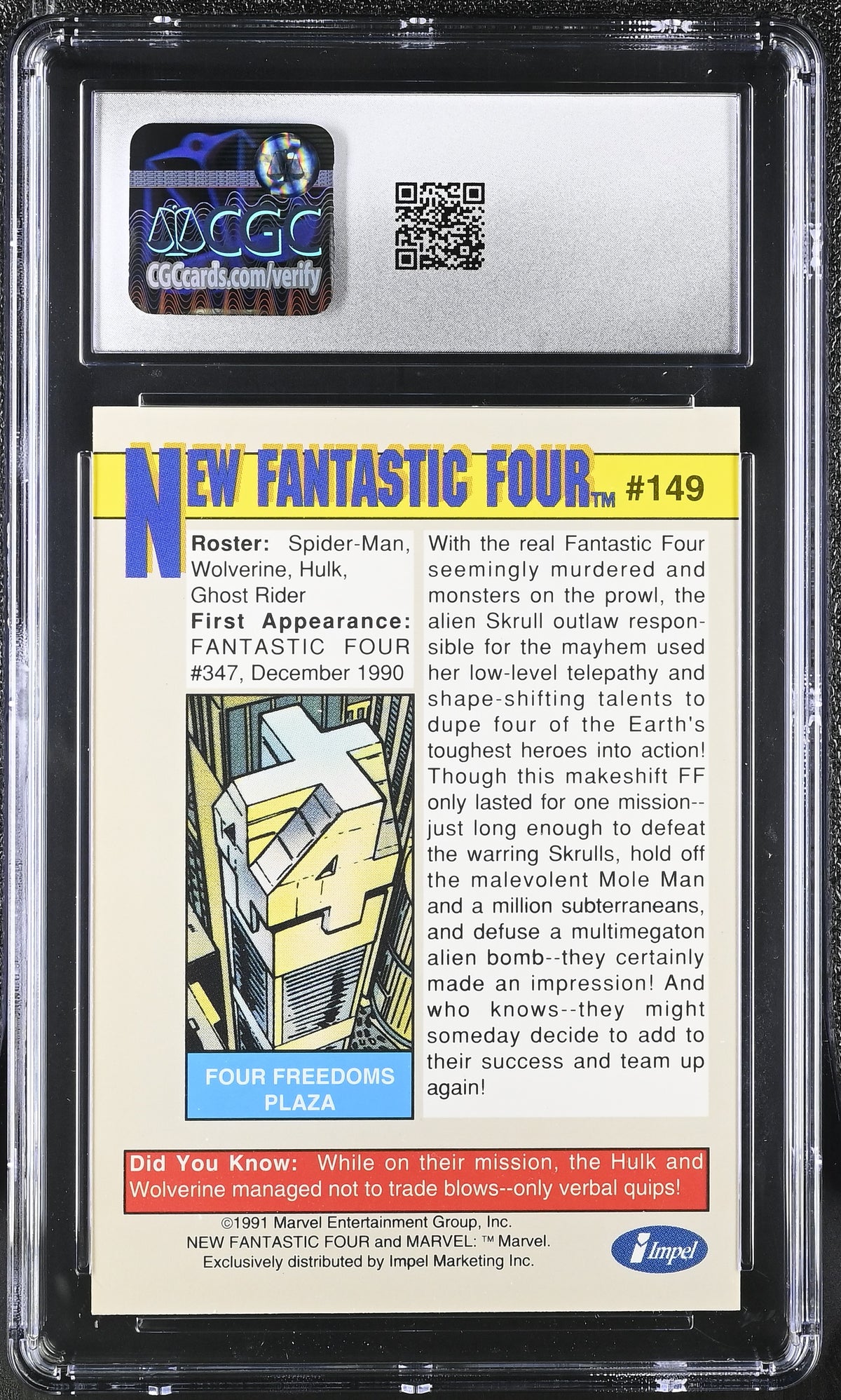 1991 Impel Marvel Universe Series II New Fantastic Four #149 Rookies CGC 10
