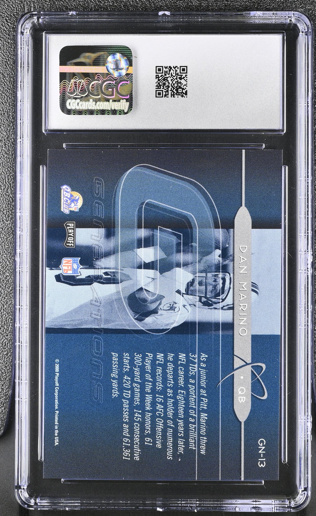 2000 Playoff Momentum Dan Marino Generations #GN-13 CGC 9.5 Miami Dolphins