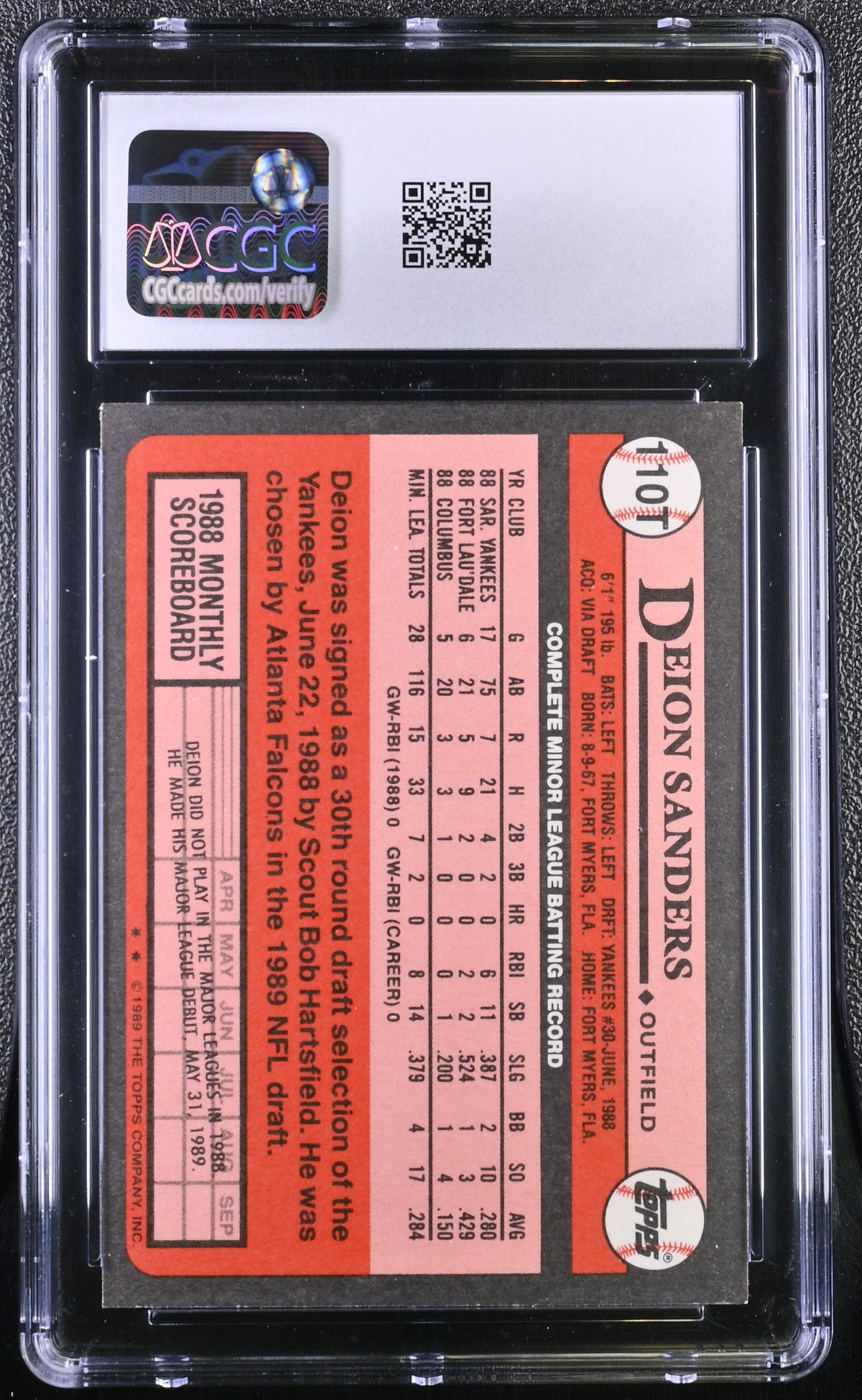 1989 Topps Traded Deion Sanders #110T CGC 9.5