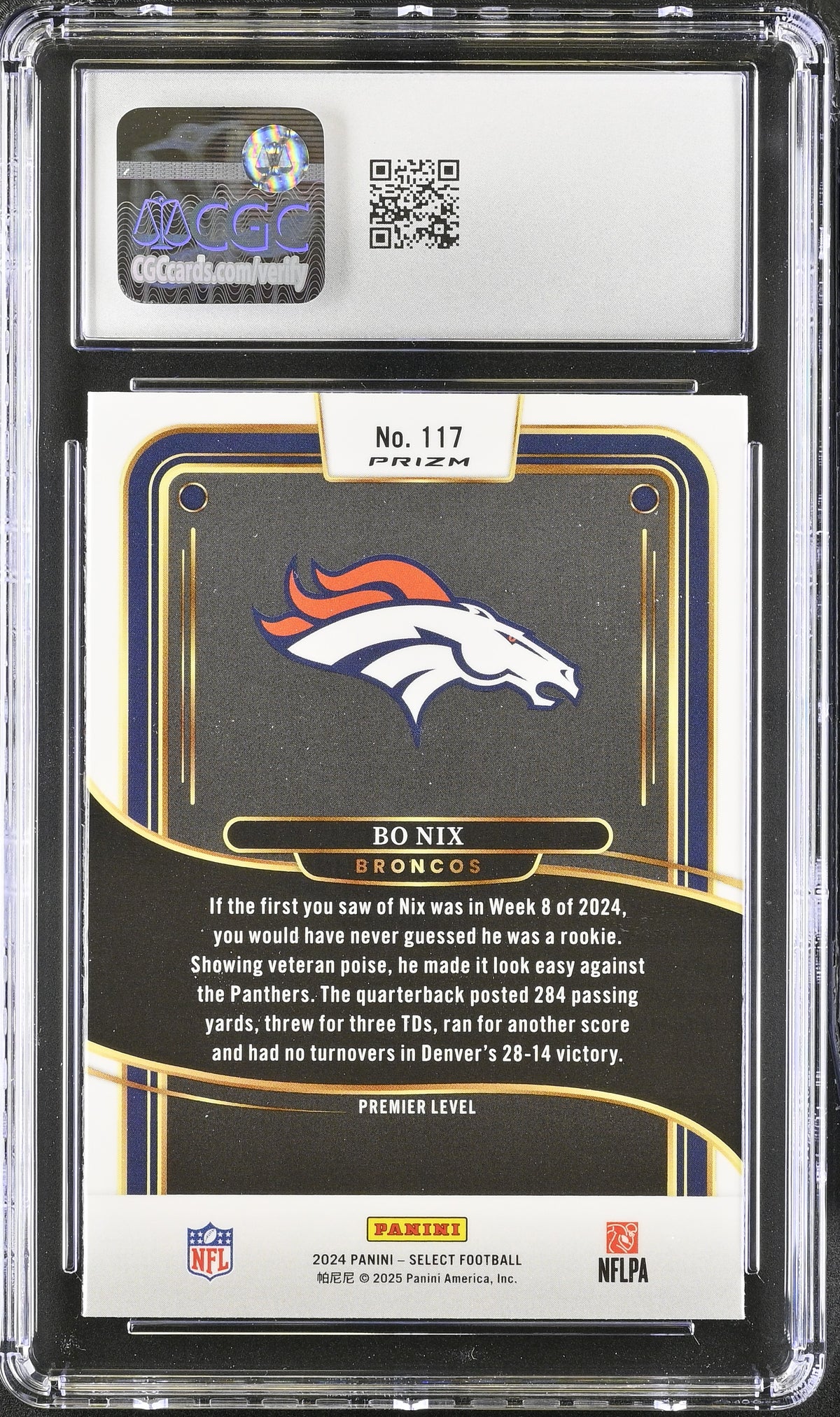 2024 Panini Select Bo Nix Red & Yellow Shock Rookie #117 CGC 10 Denver Broncos