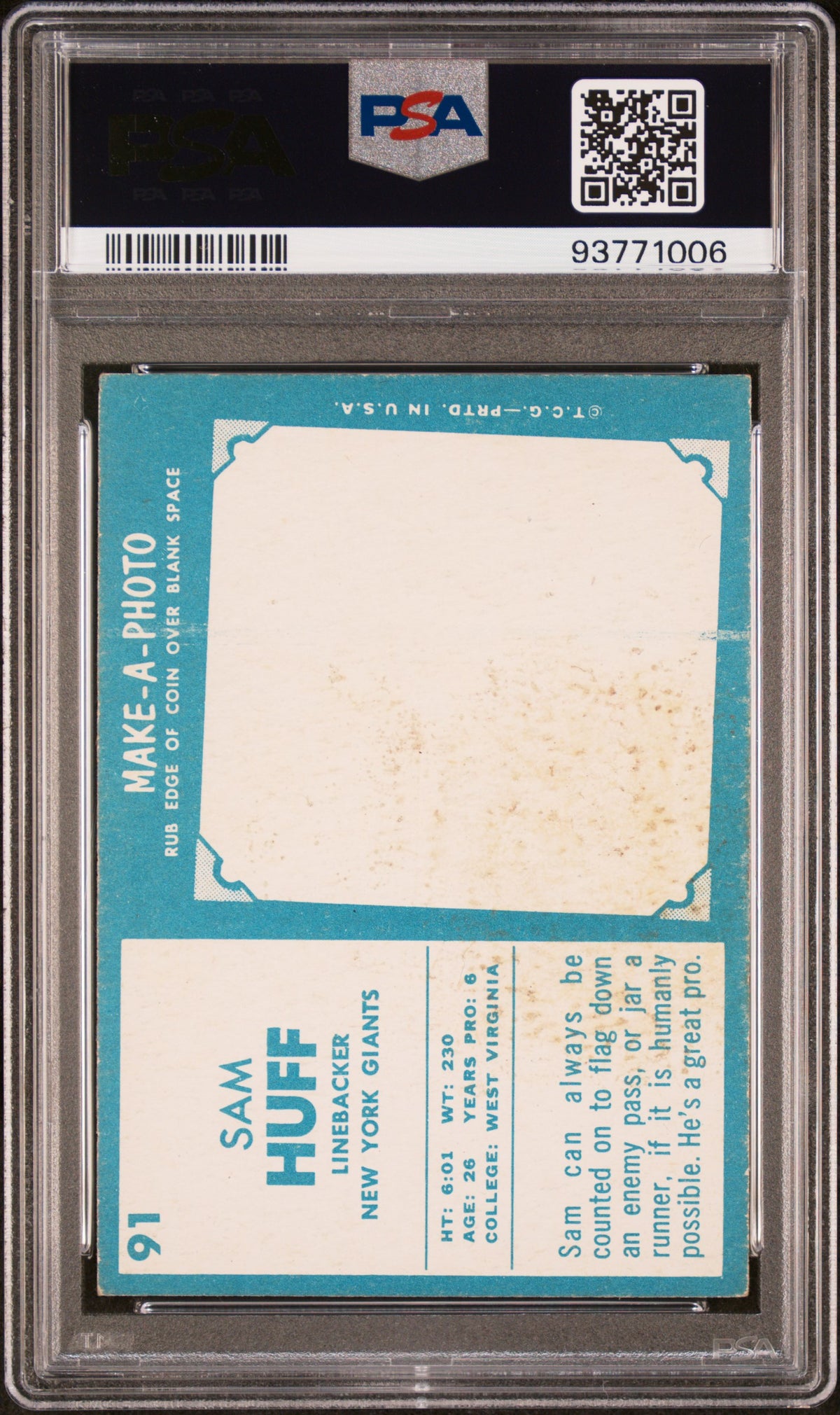 1961 Topps Sam Huff #91 PSA 5
