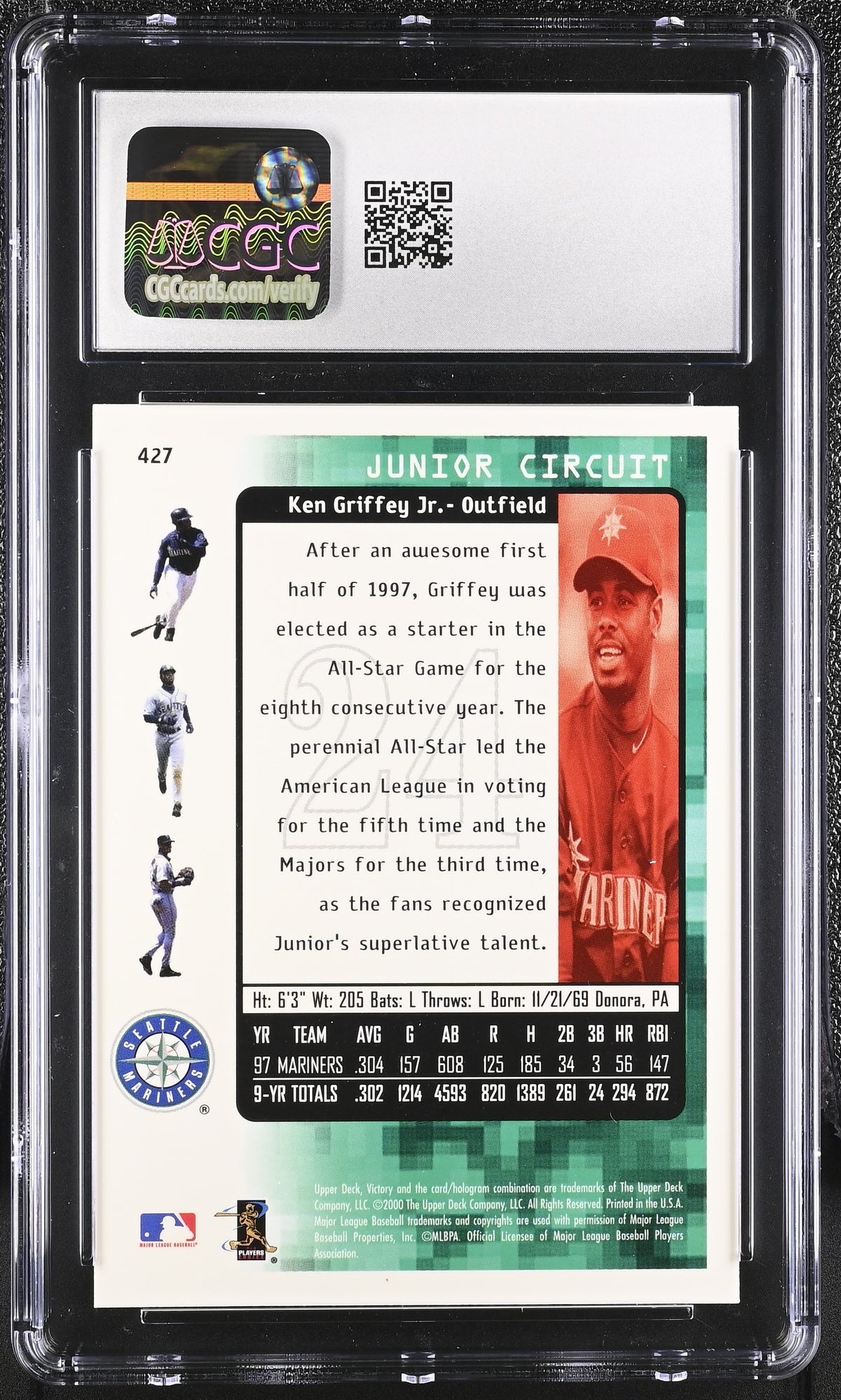 2000 Upper Deck Victory Ken Griffey Jr. #427 CGC 10 Seattle Mariners