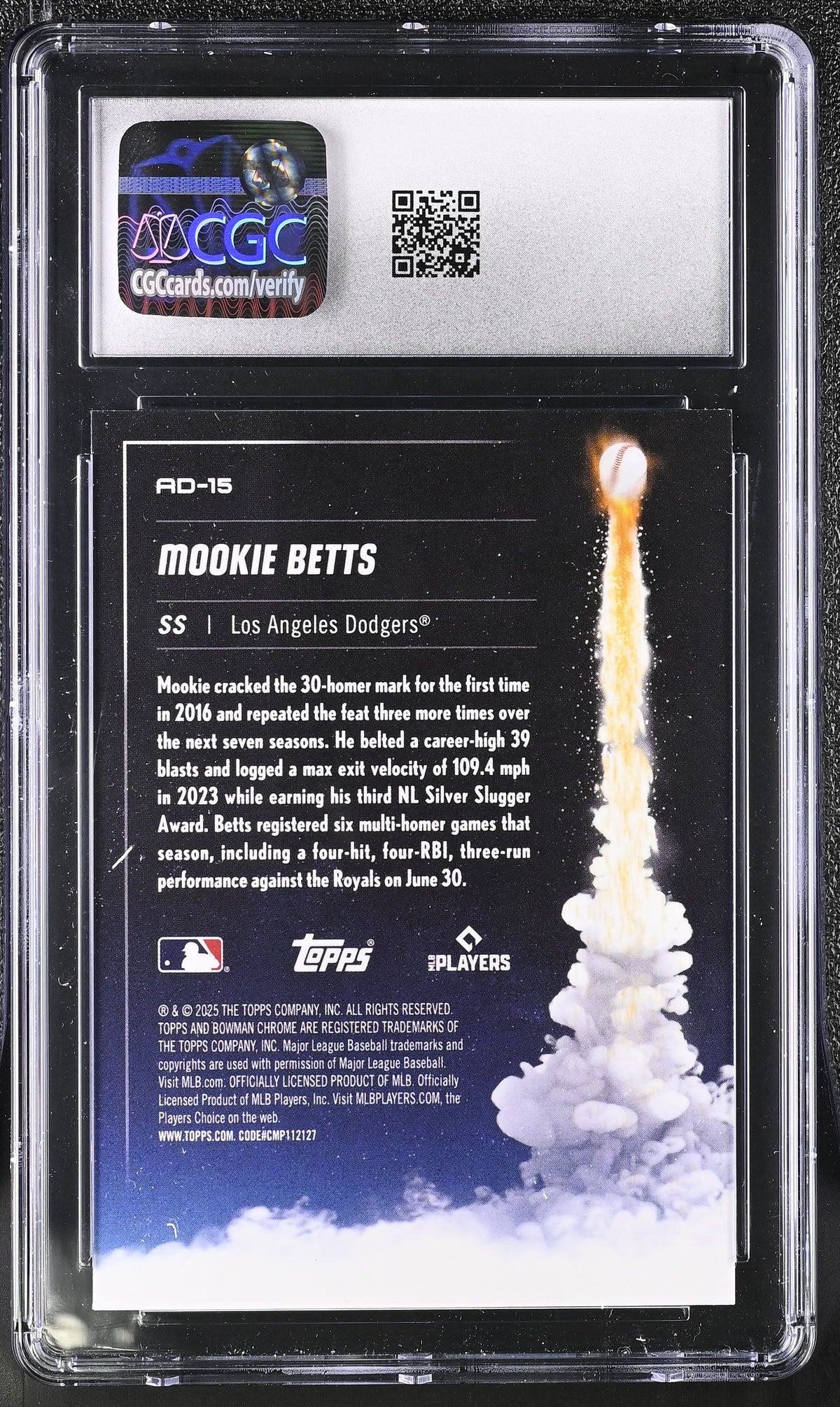 2025 Bowman Chrome Mookie Betts Adios #AD-15 CGC 10 Los Angeles Dodgers