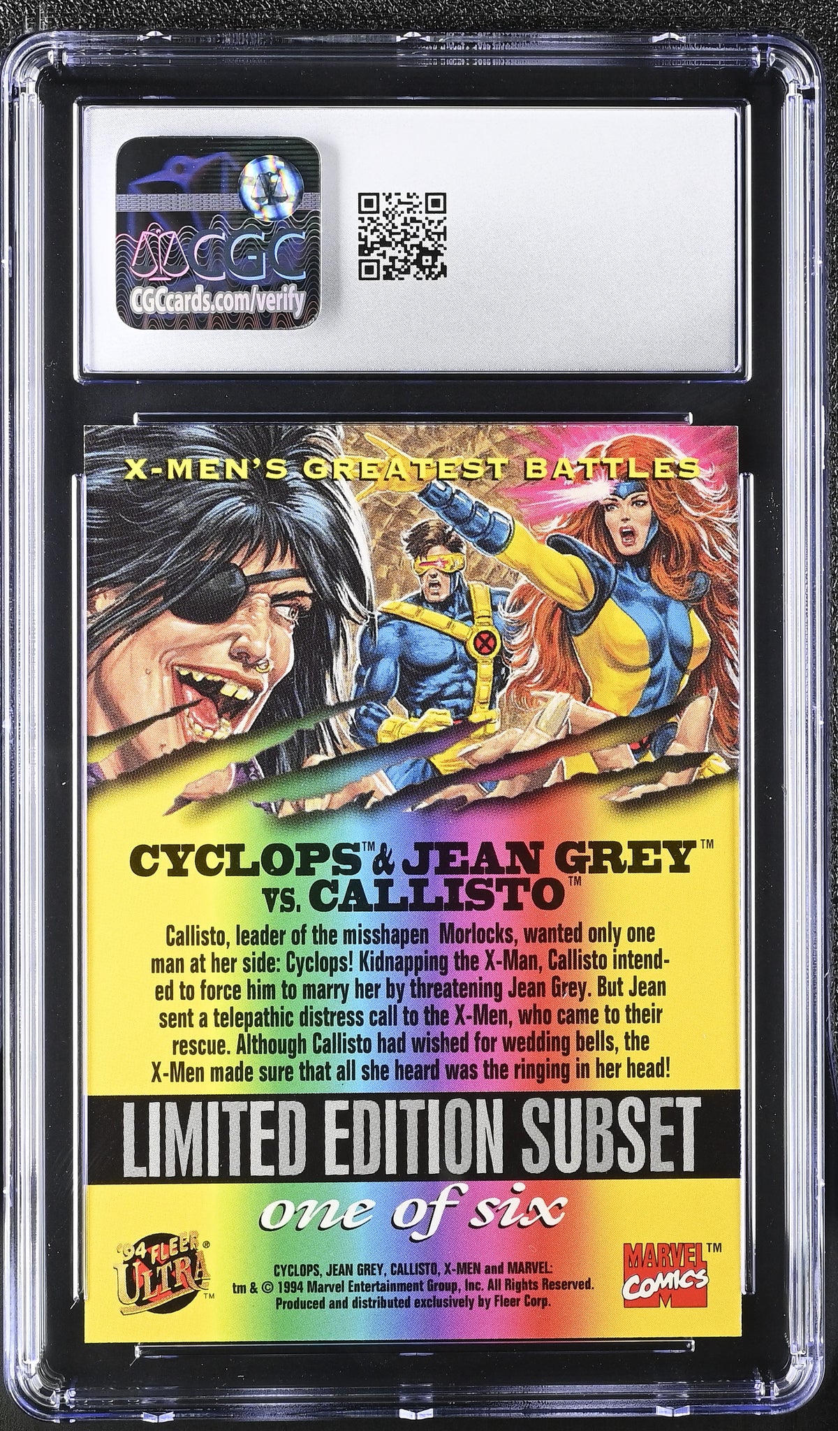 1994 Fleer Ultra X-Men Cyclops Jean Grey Vs Callisto #1 Greatest Battles CGC 9.5