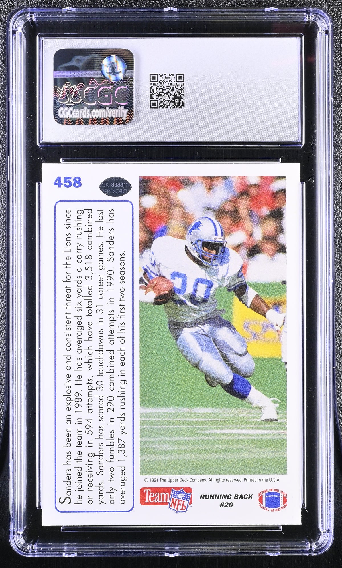 1991 Upper Deck Barry Sanders #458 CGC 9.5 Detroit Lions