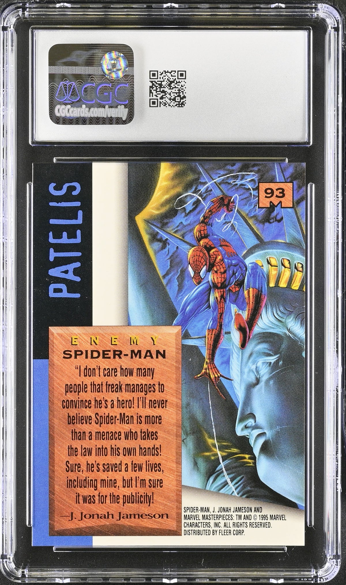 1995 Fleer Marvel Masterpieces Spider-Man #93 CGC 9