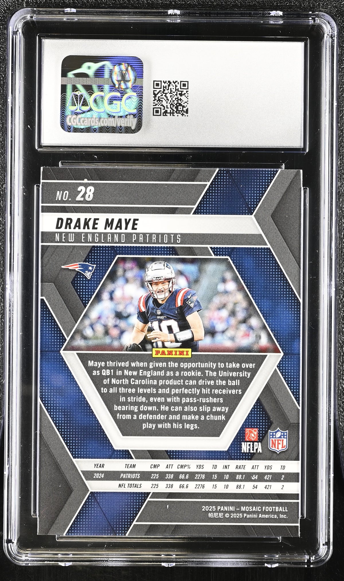 2025 Panini Mosaic Drake Maye #28 CGC 9.5 New England Patriots