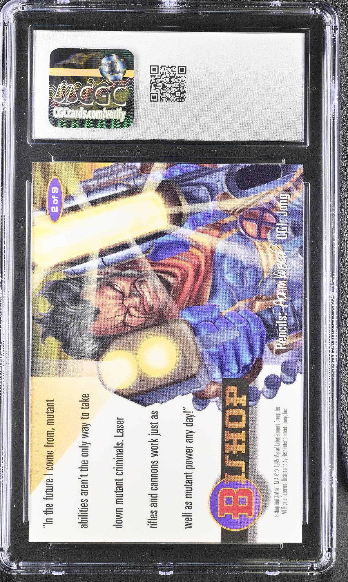 1995 Fleer Ultra X-Men All-Chromium Bishop #2 Lethal Weapons Holo-Flash CGC 10