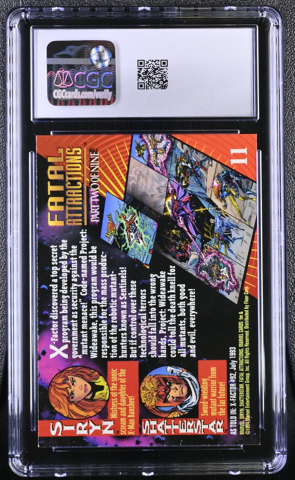 1994 Fleer Marvel Universe Series V Siryn & Shatterstar #11 CGC 9.5