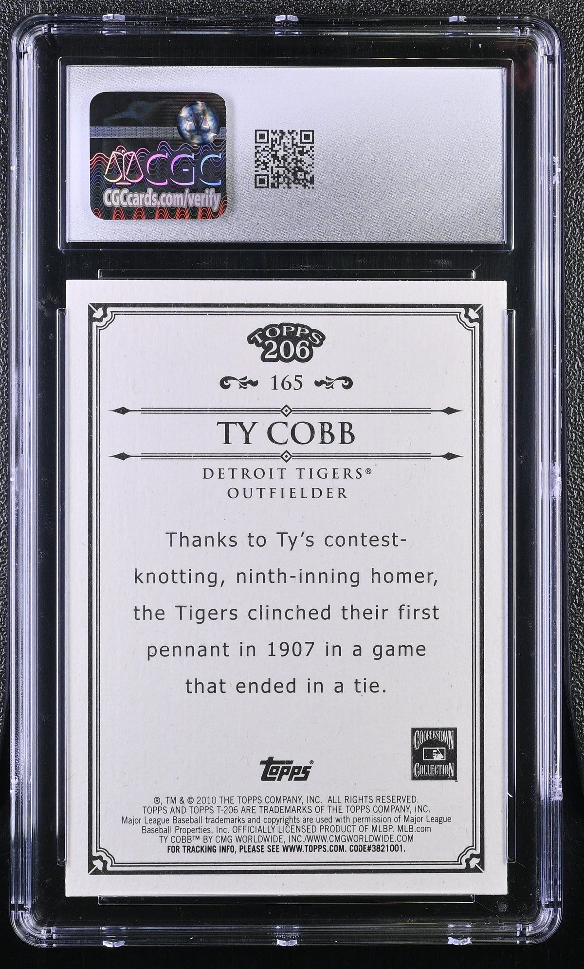 2010 Topps 206 Ty Cobb #165 CGC 9.5 Detroit Tigers