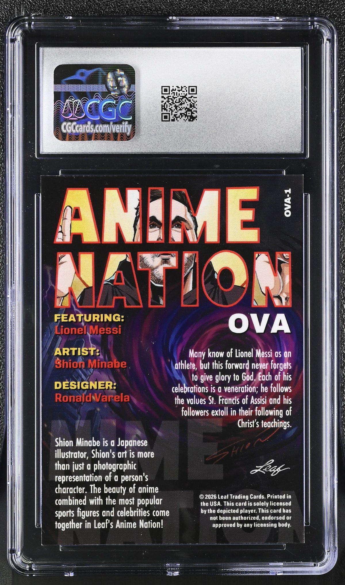 2026 Leaf Anime Nation Ova Lionel Messi #OVA-1 CGC 10