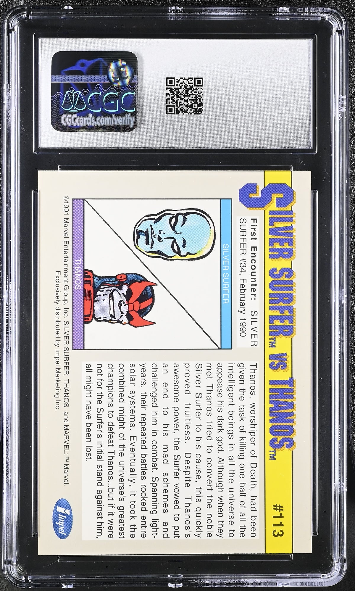 1991 Impel Marvel Universe Silver Surfer Vs. Thanos #113 Arch-Enemies CGC 9.5