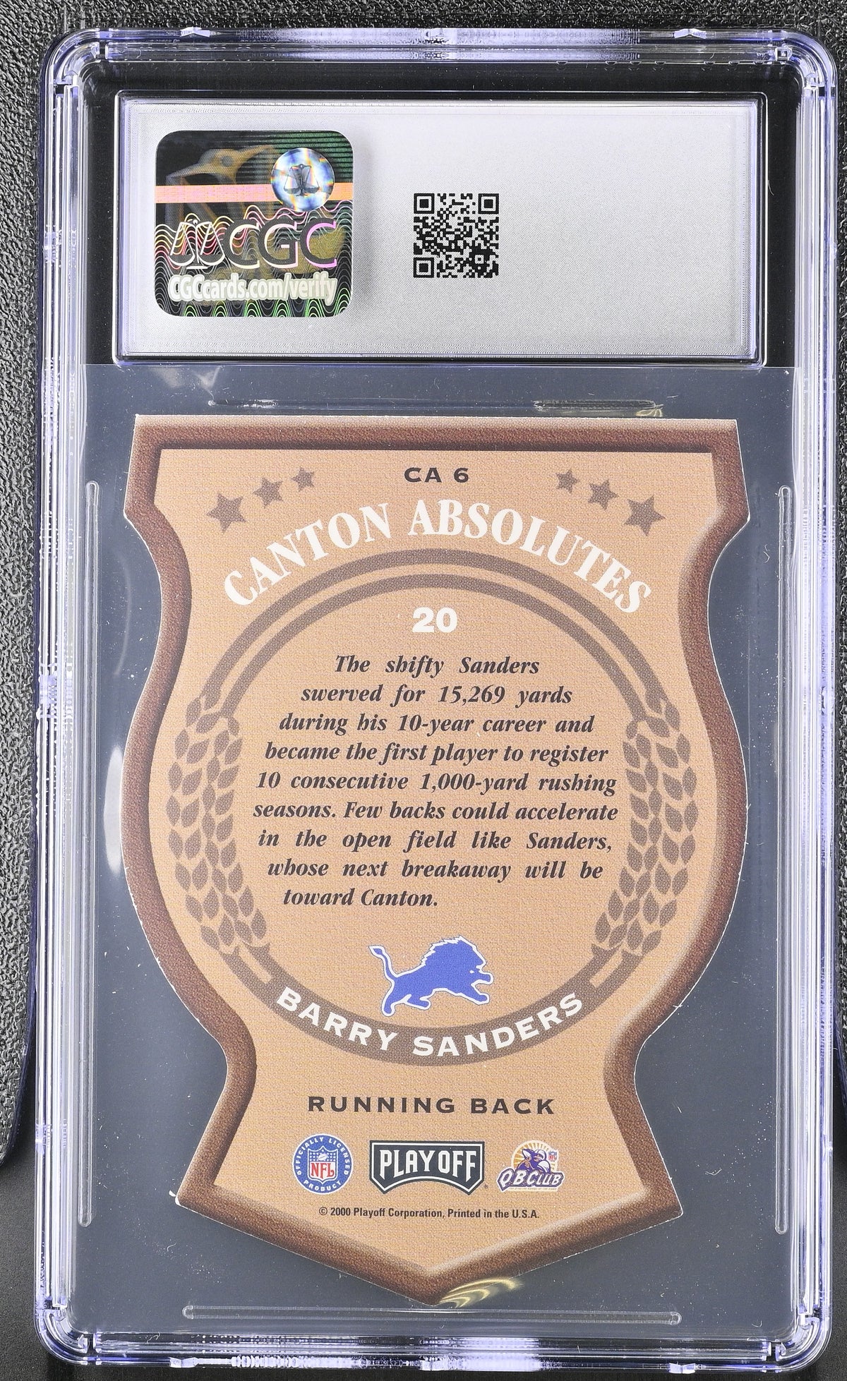 2000 Playoff Absolute Barry Sanders Canton Absolutes #CA6 CGC 9.5 Detroit Lions