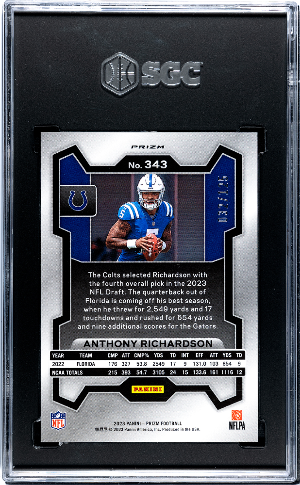 2023 Panini Prizm Anthony Richardson Purple /125 Rookie #343 SGC 9.5 Colts