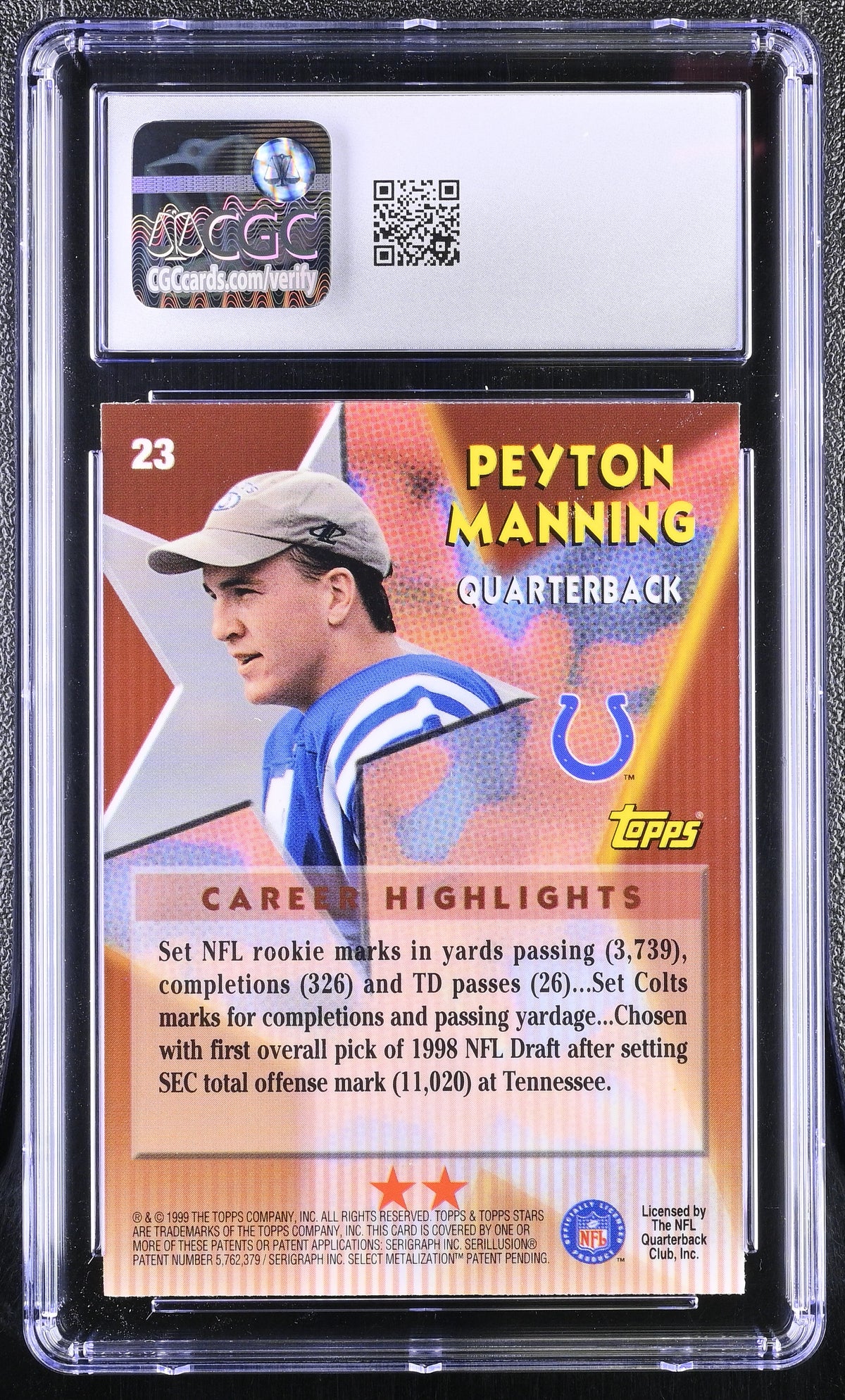 1999 Topps Stars Peyton Manning Two Star #23 CGC 9.5 Indianapolis Colts