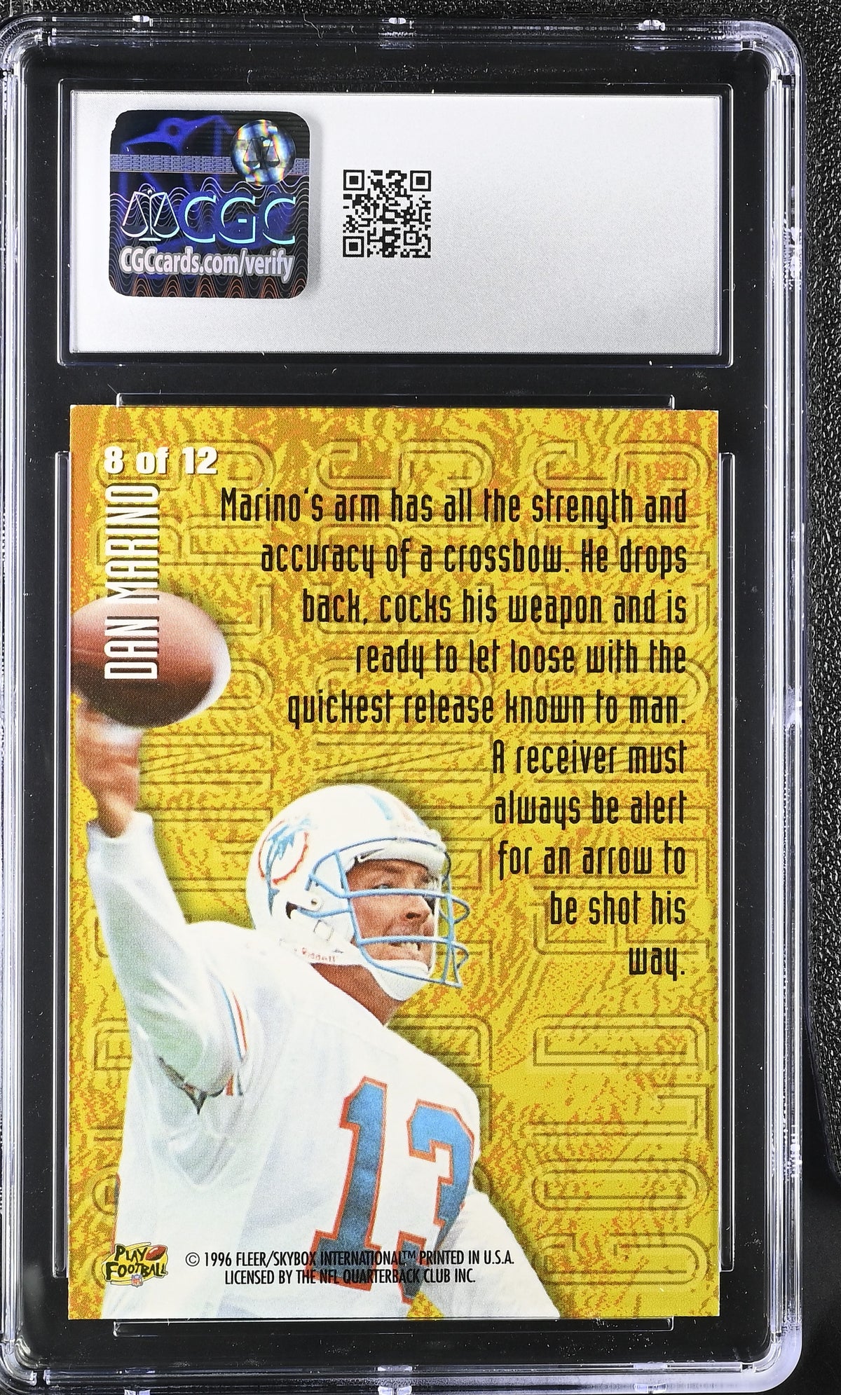 1996 Fleer Metal Dan Marino Gold Flingers #8 CGC 9.5 Miami Dolphins