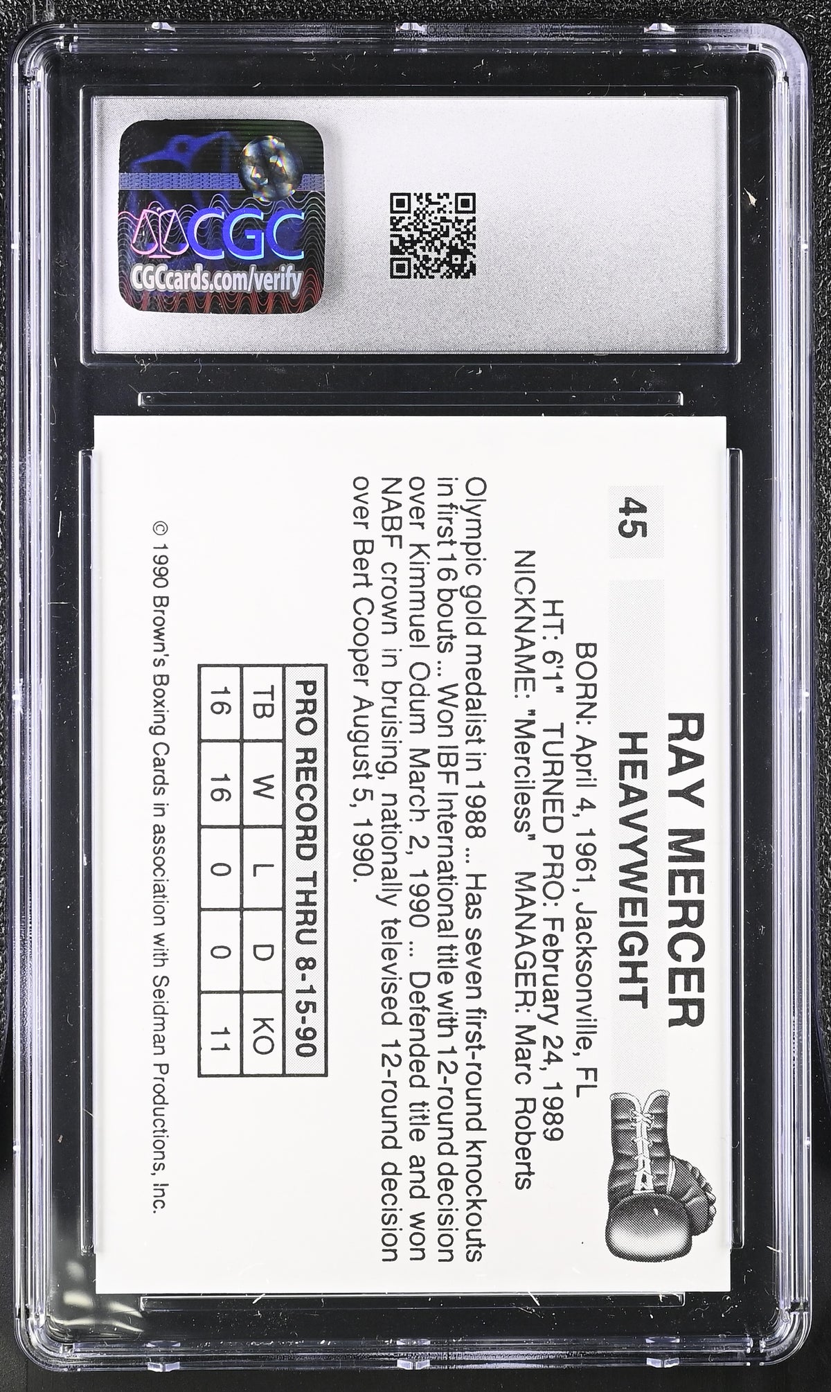1990 Brown's Ray Mercer #45 CGC 9