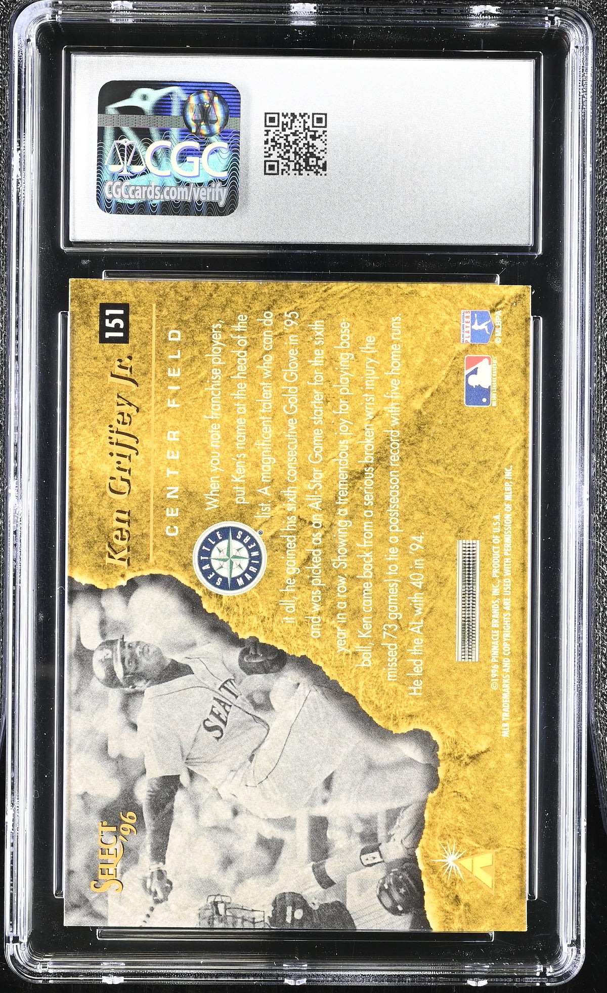 1996 Select Ken Griffey Jr. #151 CGC 9.5 Seattle Mariners